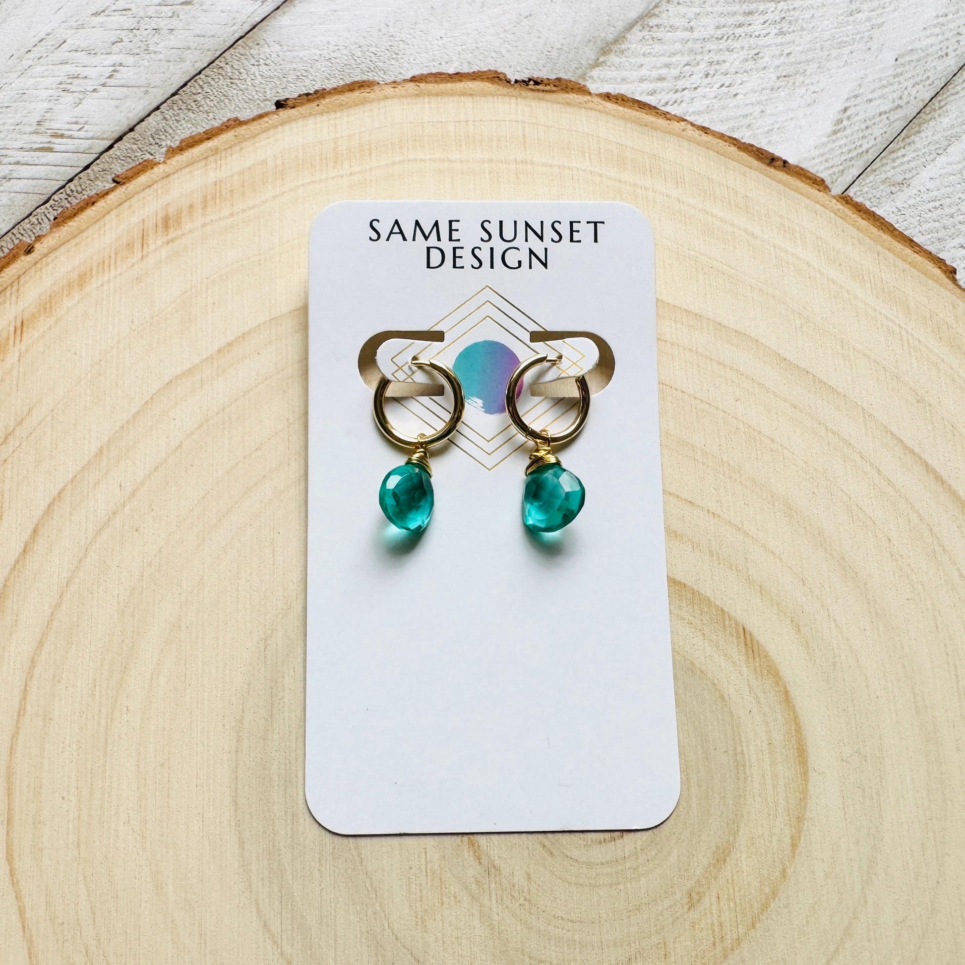Apatite Earrings, Huggie Hoop Earrings, Green Earrings, Natural Gemstone Jewelry, Wedding Jewelry, Birthday Gift for Daughter, Boho Chic