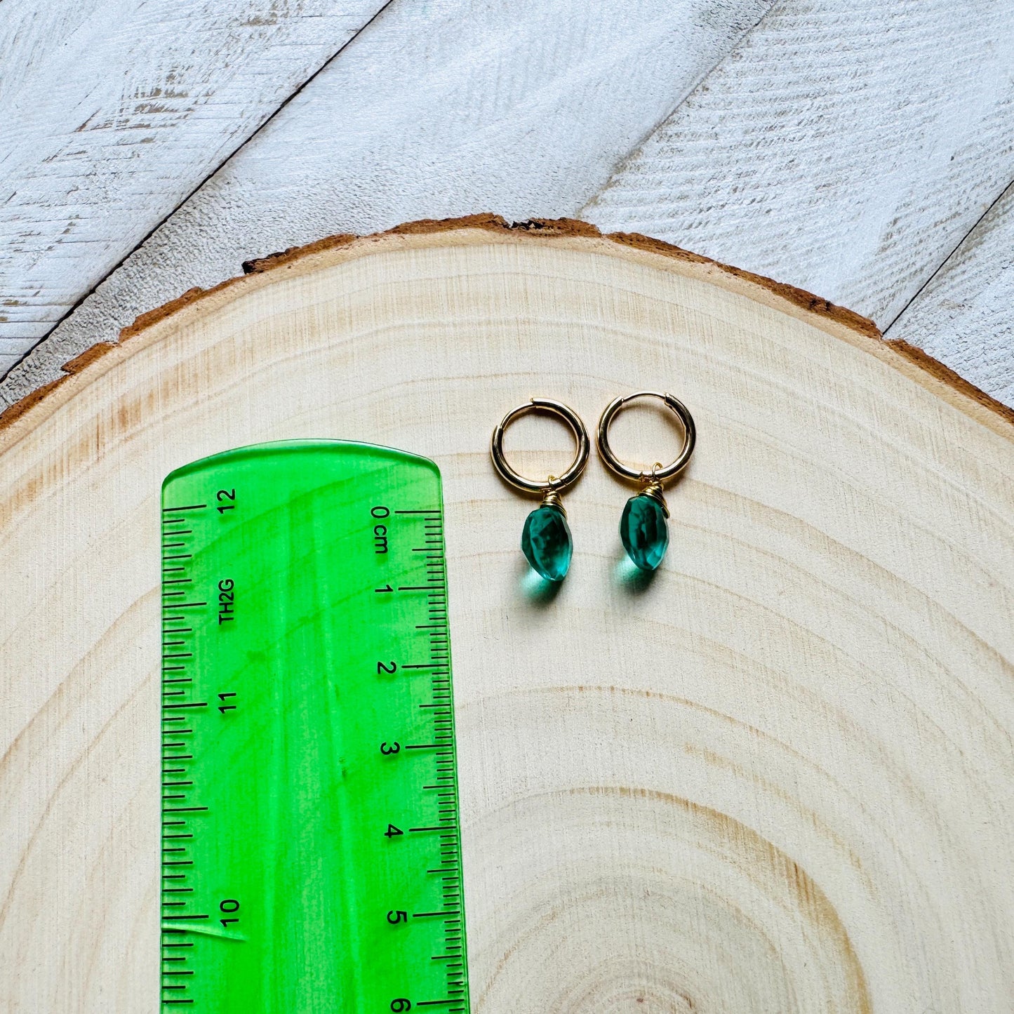 Apatite Earrings, Huggie Hoop Earrings, Green Earrings, Natural Gemstone Jewelry, Wedding Jewelry, Birthday Gift for Daughter, Boho Chic