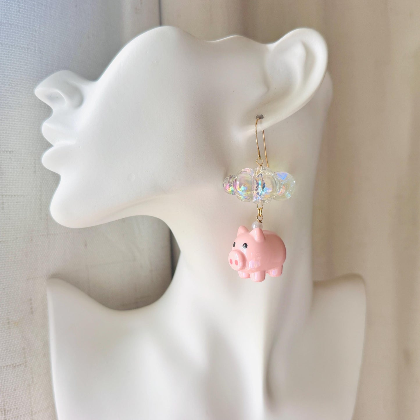 Pig Earrings, Cloud Earrings, Pastel Goth, Vacation Jewelry, Whimsical Gifts, Whimsigoth Earrings, Pig Gifts for Her, Teacher Gift, Cute