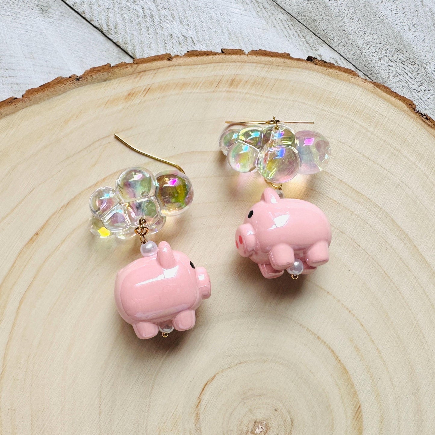 Pig Earrings, Cloud Earrings, Pastel Goth, Vacation Jewelry, Whimsical Gifts, Whimsigoth Earrings, Pig Gifts for Her, Teacher Gift, Cute