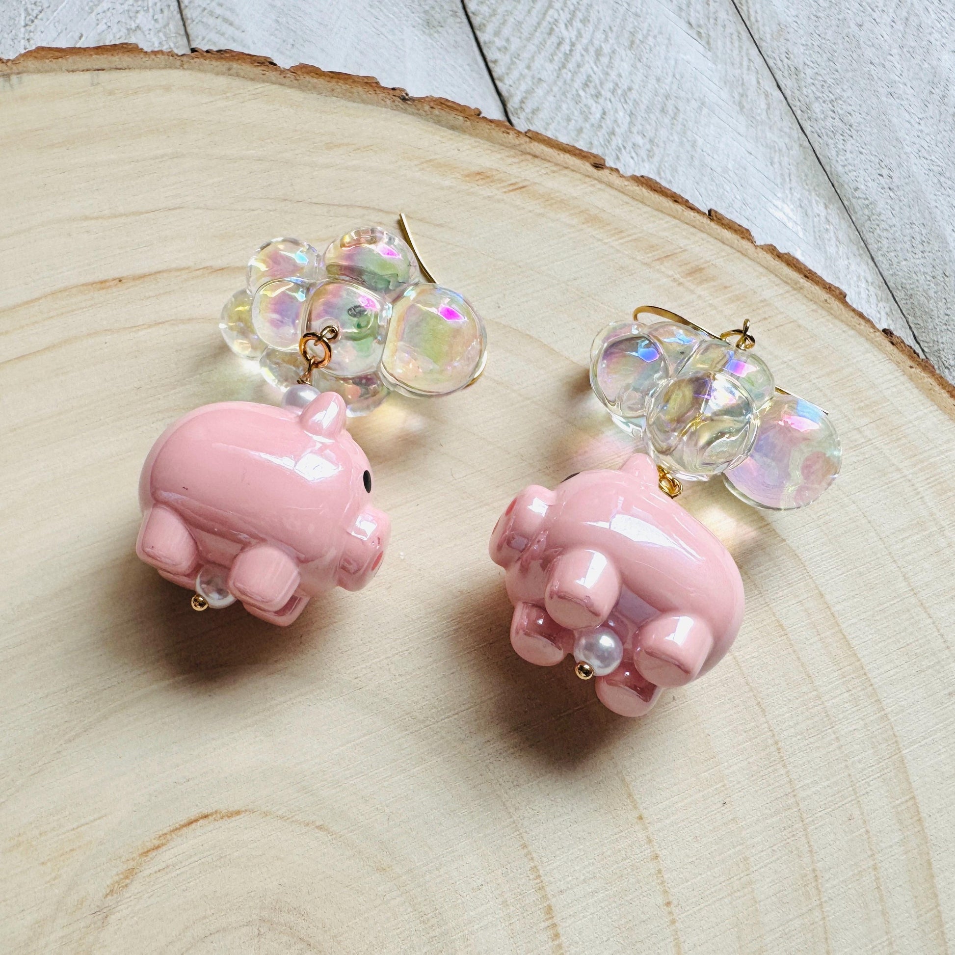 Pig Earrings, Cloud Earrings, Pastel Goth, Vacation Jewelry, Whimsical Gifts, Whimsigoth Earrings, Pig Gifts for Her, Teacher Gift, Cute
