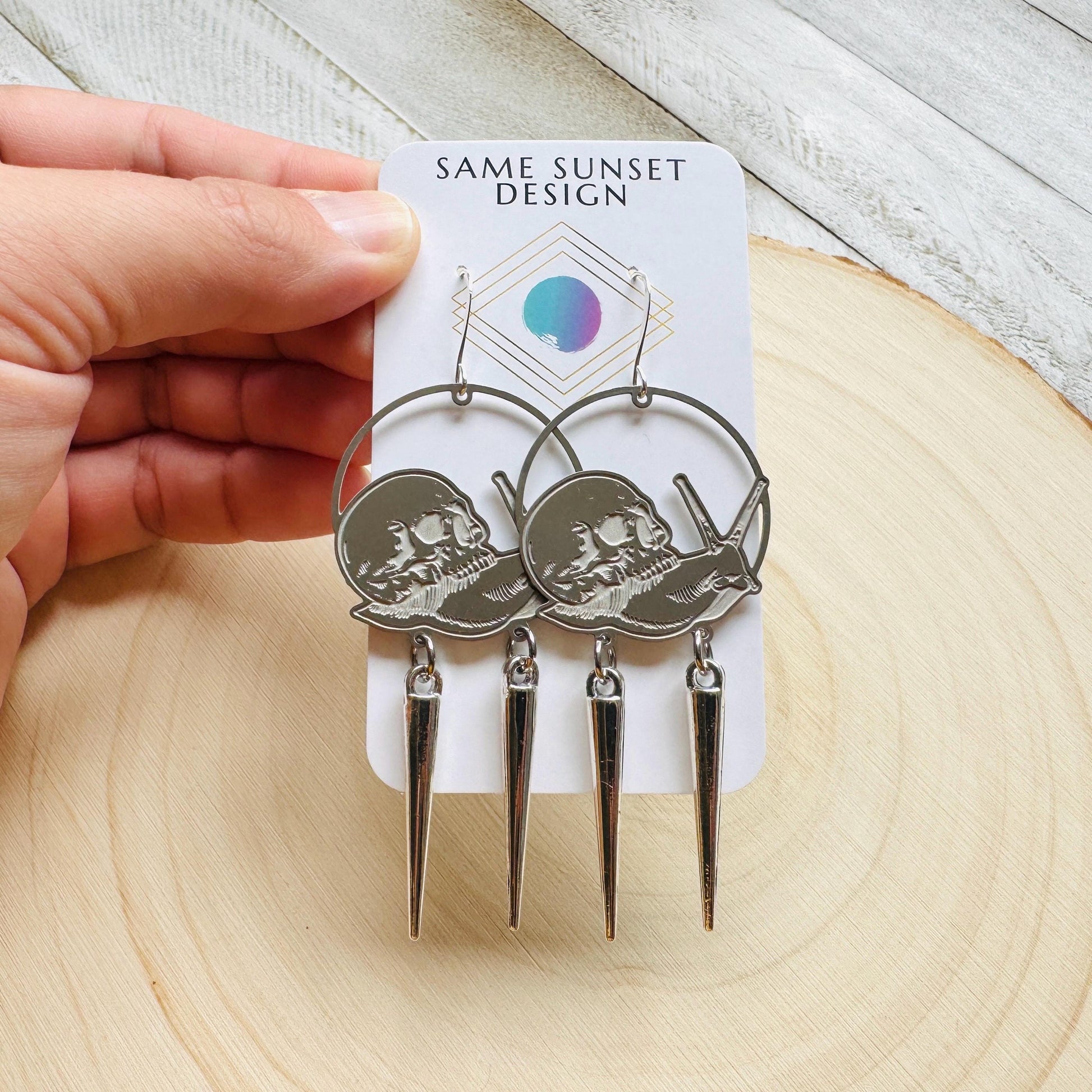 Skull Earrings, Snail Earrings, Spike Earrings, Industrial Earrings, Fun Earrings, Gothic Earrings for Women, Unique Halloween Gifts