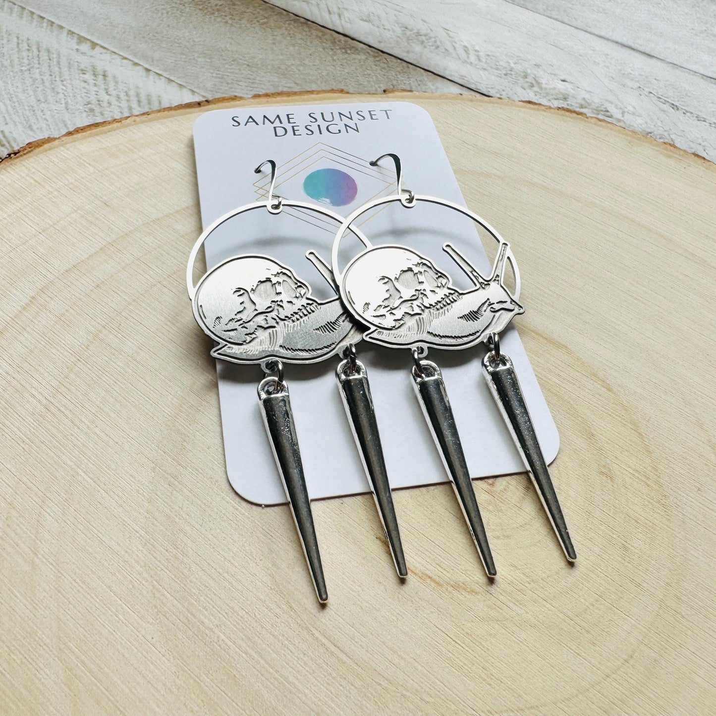 Skull Earrings, Snail Earrings, Spike Earrings, Industrial Earrings, Fun Earrings, Gothic Earrings for Women, Unique Halloween Gifts