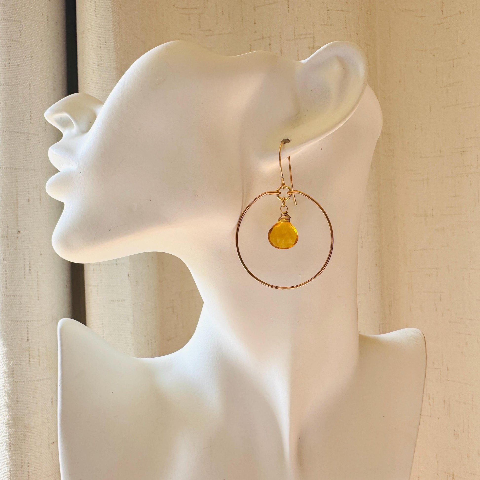 Citrine Earrings Dangle, Hoop Earrings, Western Earrings, Boho Earrings Handmade, Unique Gifts for Teachers, Anniversary Gift for Girlfriend