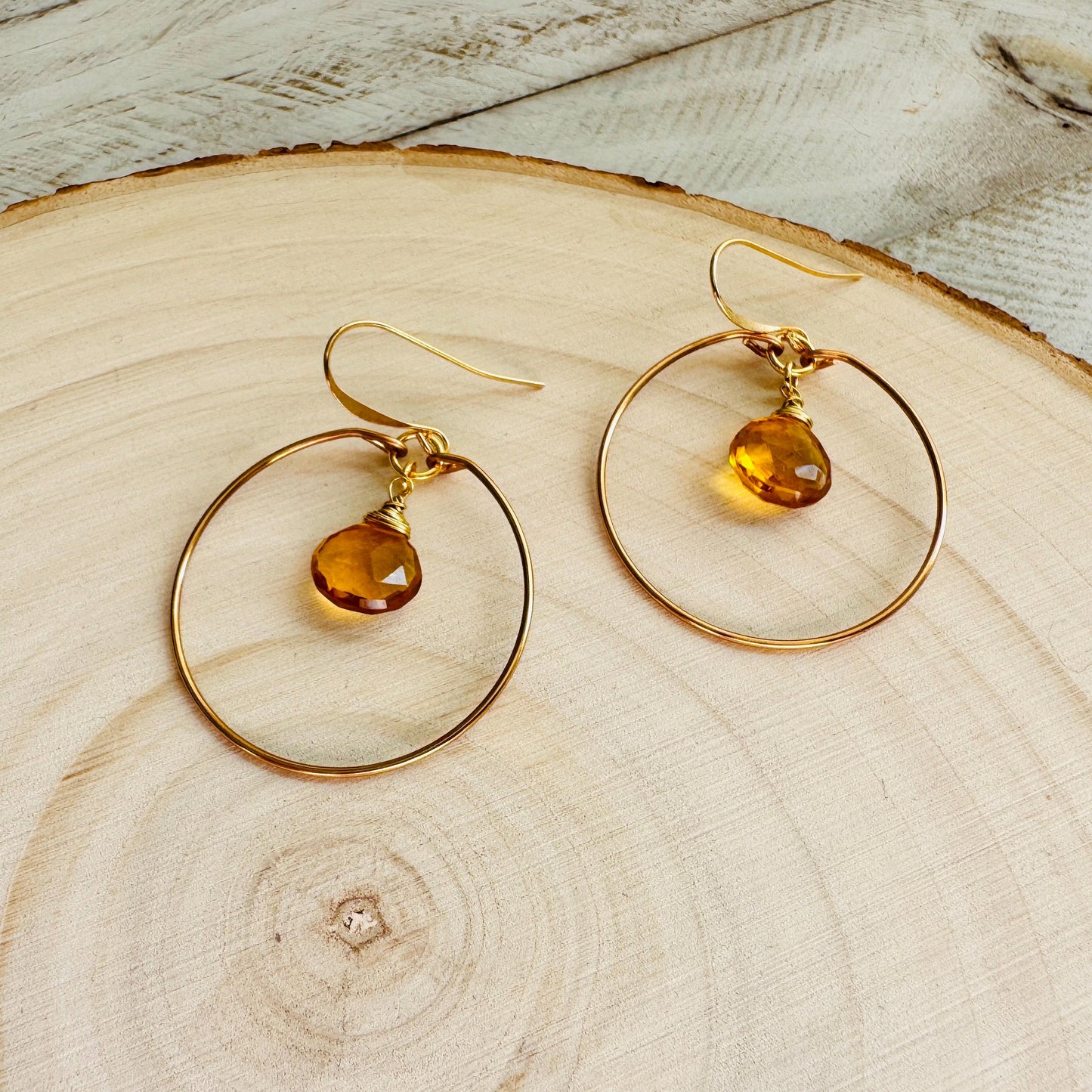Citrine Earrings Dangle, Hoop Earrings, Western Earrings, Boho Earrings Handmade, Unique Gifts for Teachers, Anniversary Gift for Girlfriend
