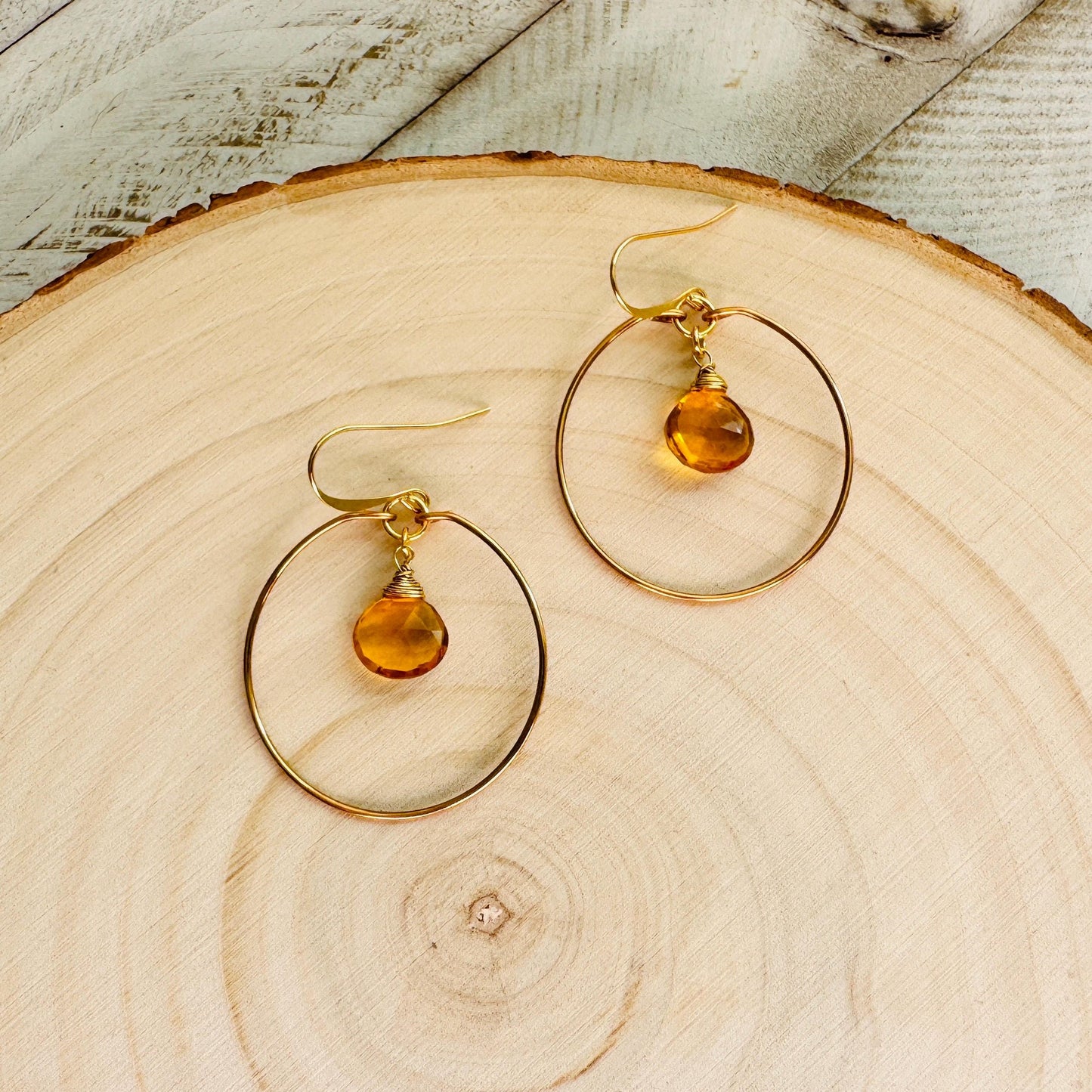 Citrine Earrings Dangle, Hoop Earrings, Western Earrings, Boho Earrings Handmade, Unique Gifts for Teachers, Anniversary Gift for Girlfriend