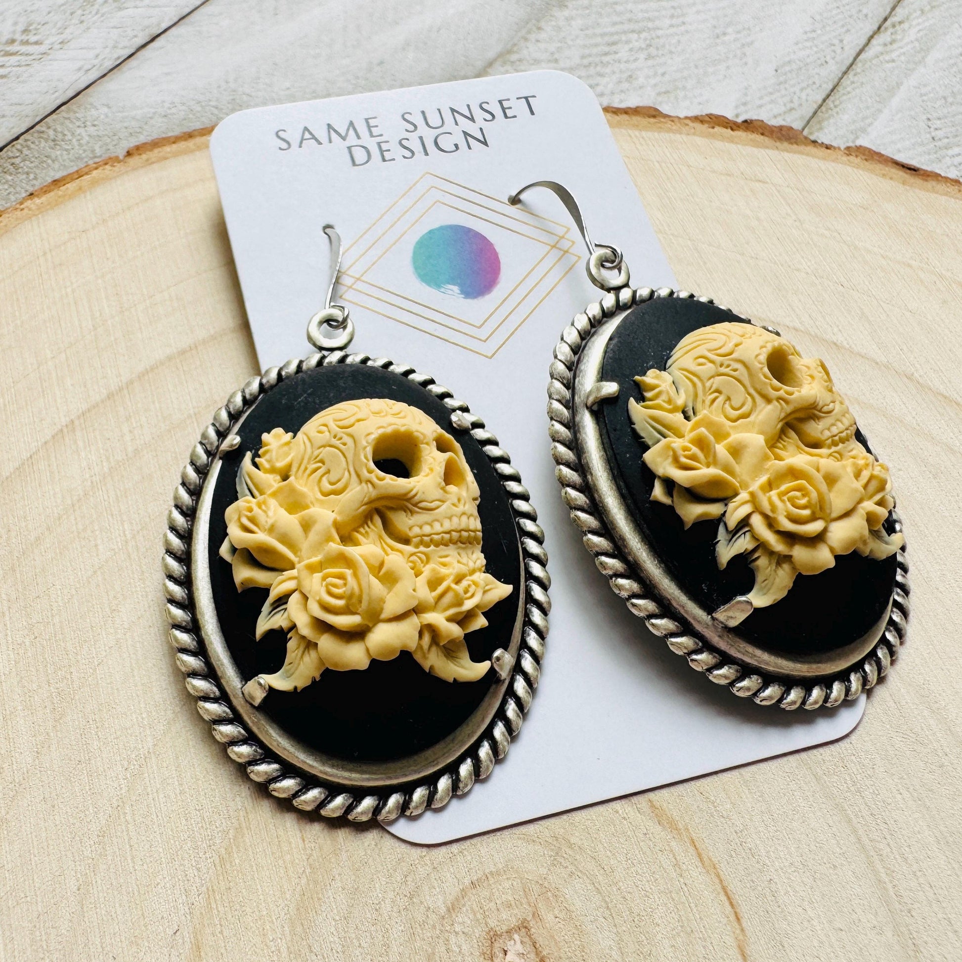 Skull Earrings, Cameo Earrings Silver, Witchy Earrings, Whimsigoth Earrings, Gothic Earrings Men, Halloween Gift For Women, Birthday Present