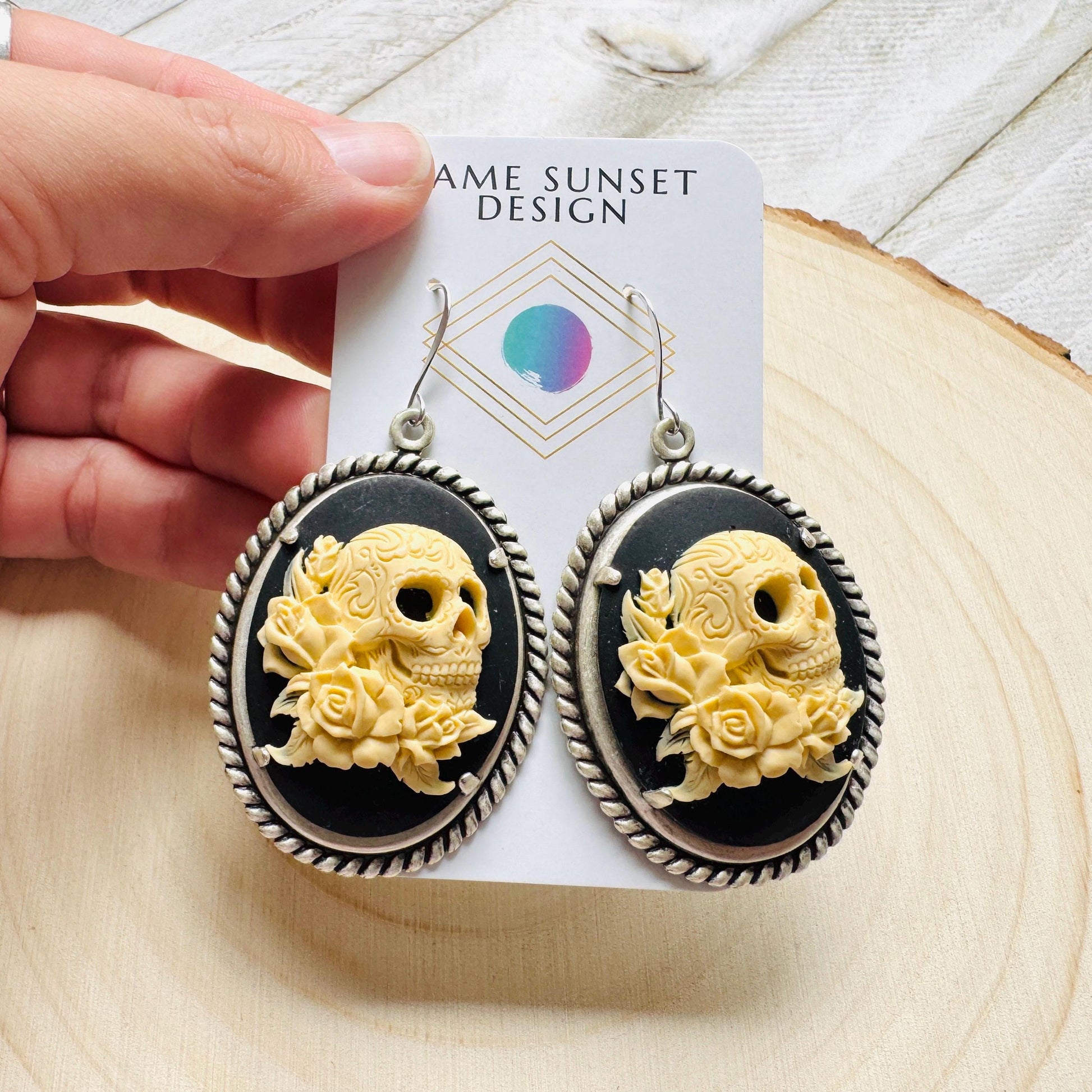 Skull Earrings, Cameo Earrings Silver, Witchy Earrings, Whimsigoth Earrings, Gothic Earrings Men, Halloween Gift For Women, Birthday Present