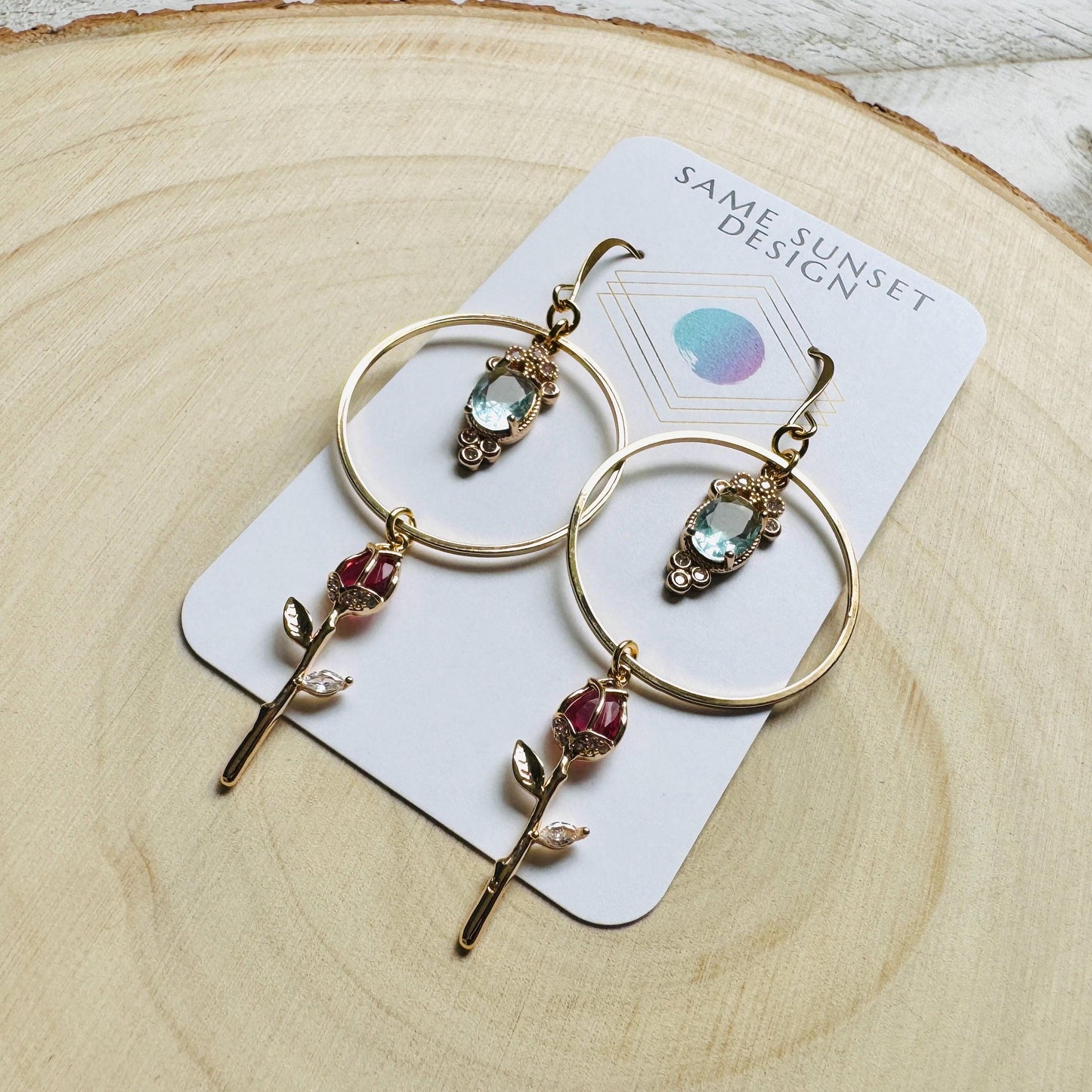 Rose Earrings, Flower Earrings, Witchy Gifts for Women Aesthetic, Coquette Jewelry, Gold Hoop Earrings For Women, Love Gifts for Daughter