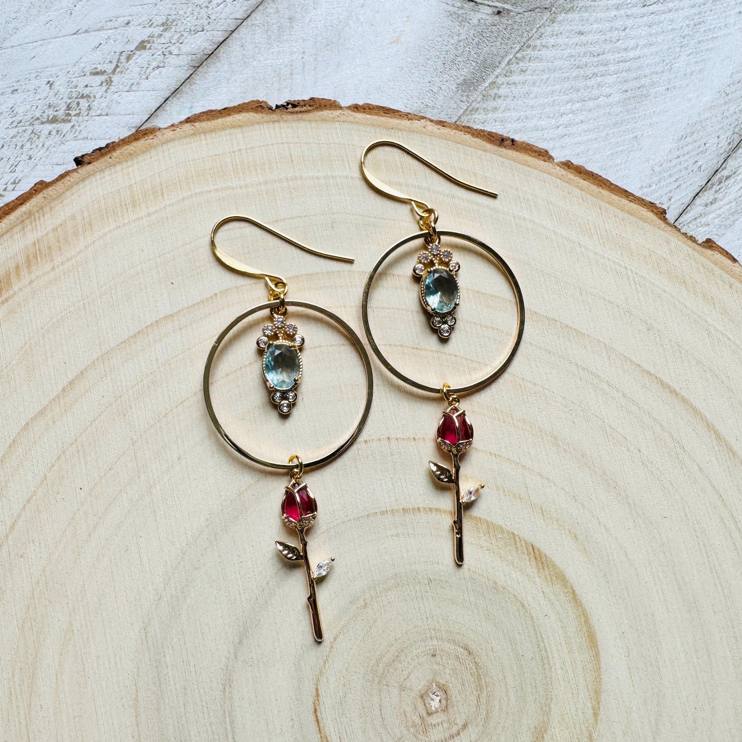 Rose Earrings, Flower Earrings, Witchy Gifts for Women Aesthetic, Coquette Jewelry, Gold Hoop Earrings For Women, Love Gifts for Daughter