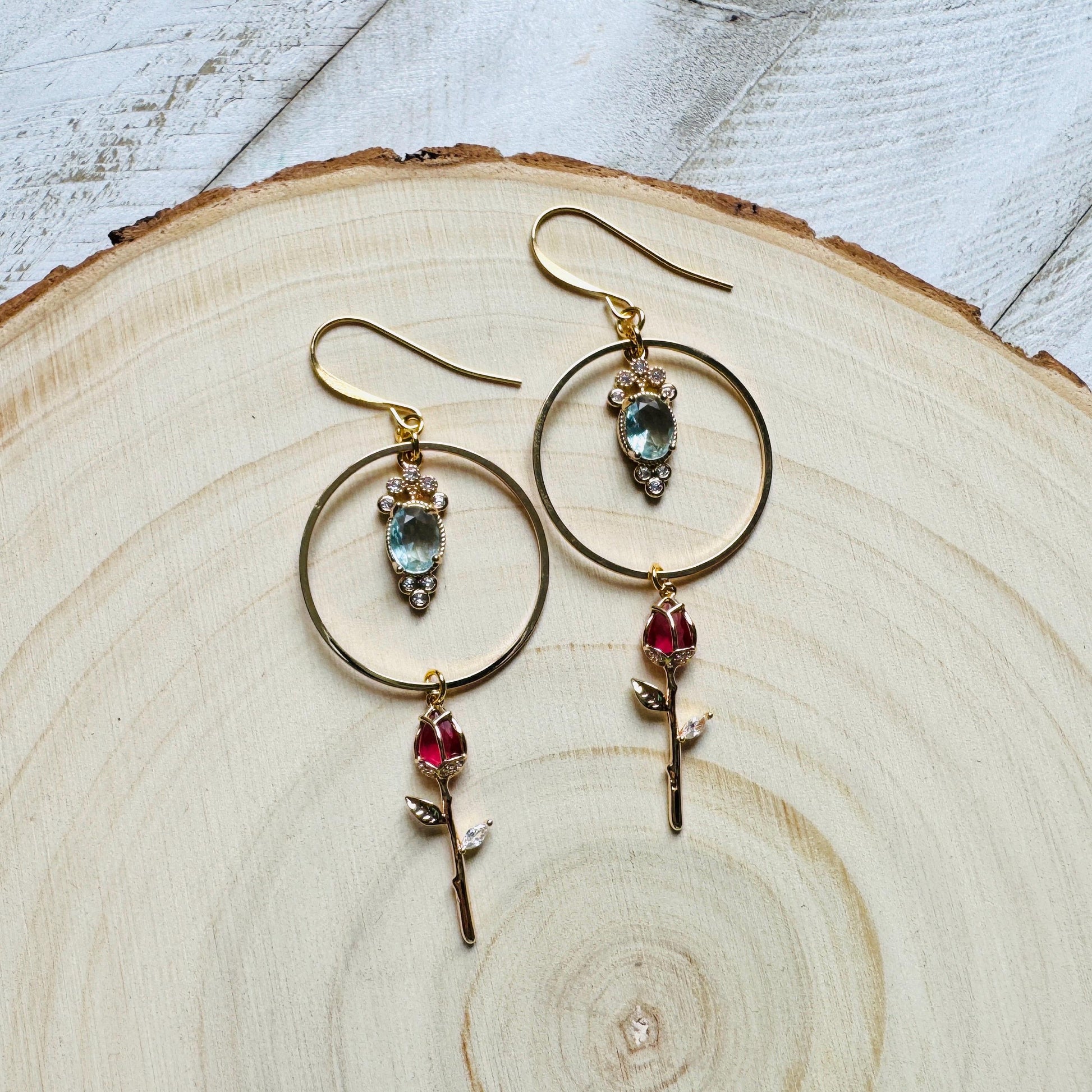Rose Earrings, Flower Earrings, Witchy Gifts for Women Aesthetic, Coquette Jewelry, Gold Hoop Earrings For Women, Love Gifts for Daughter