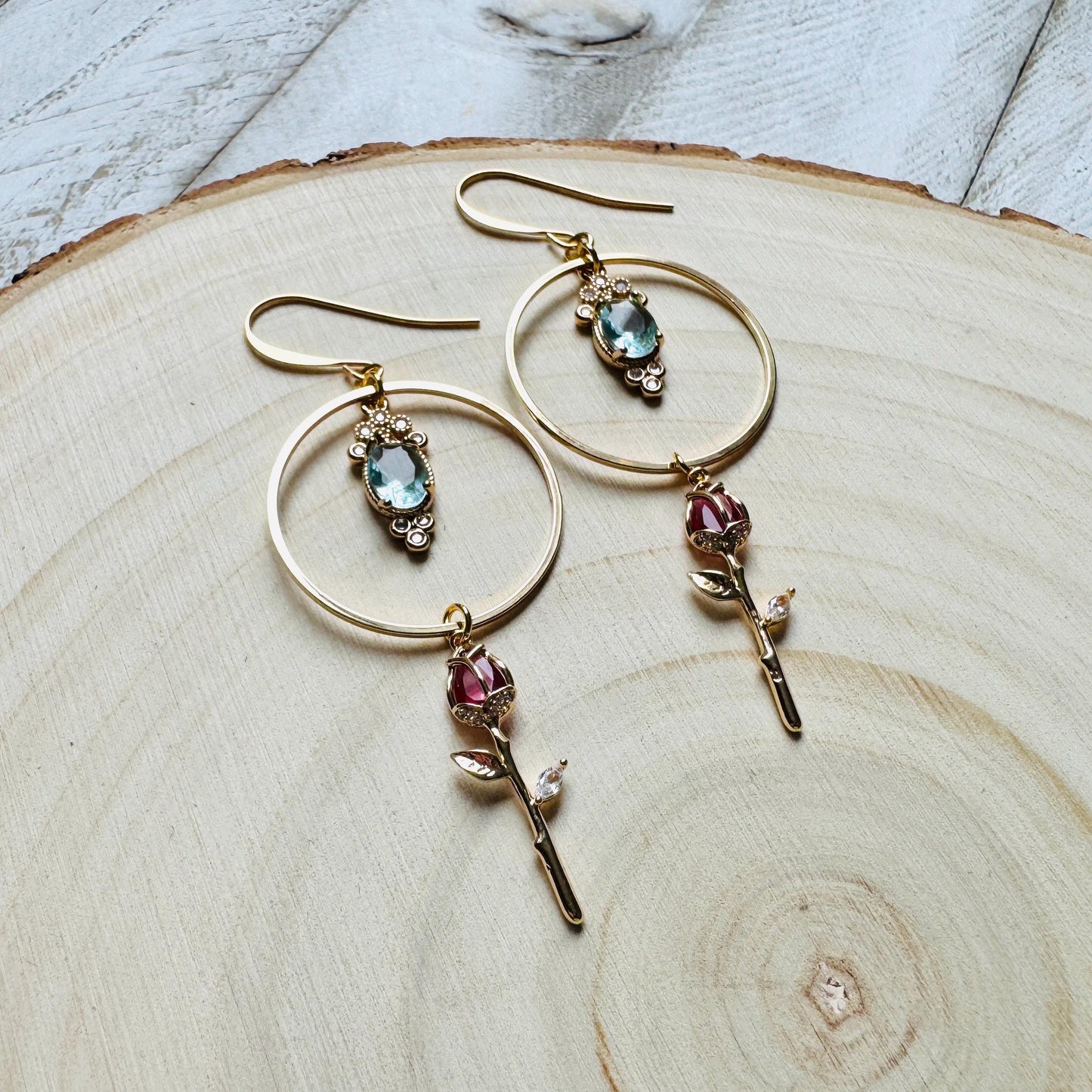 Rose Earrings, Flower Earrings, Witchy Gifts for Women Aesthetic, Coquette Jewelry, Gold Hoop Earrings For Women, Love Gifts for Daughter