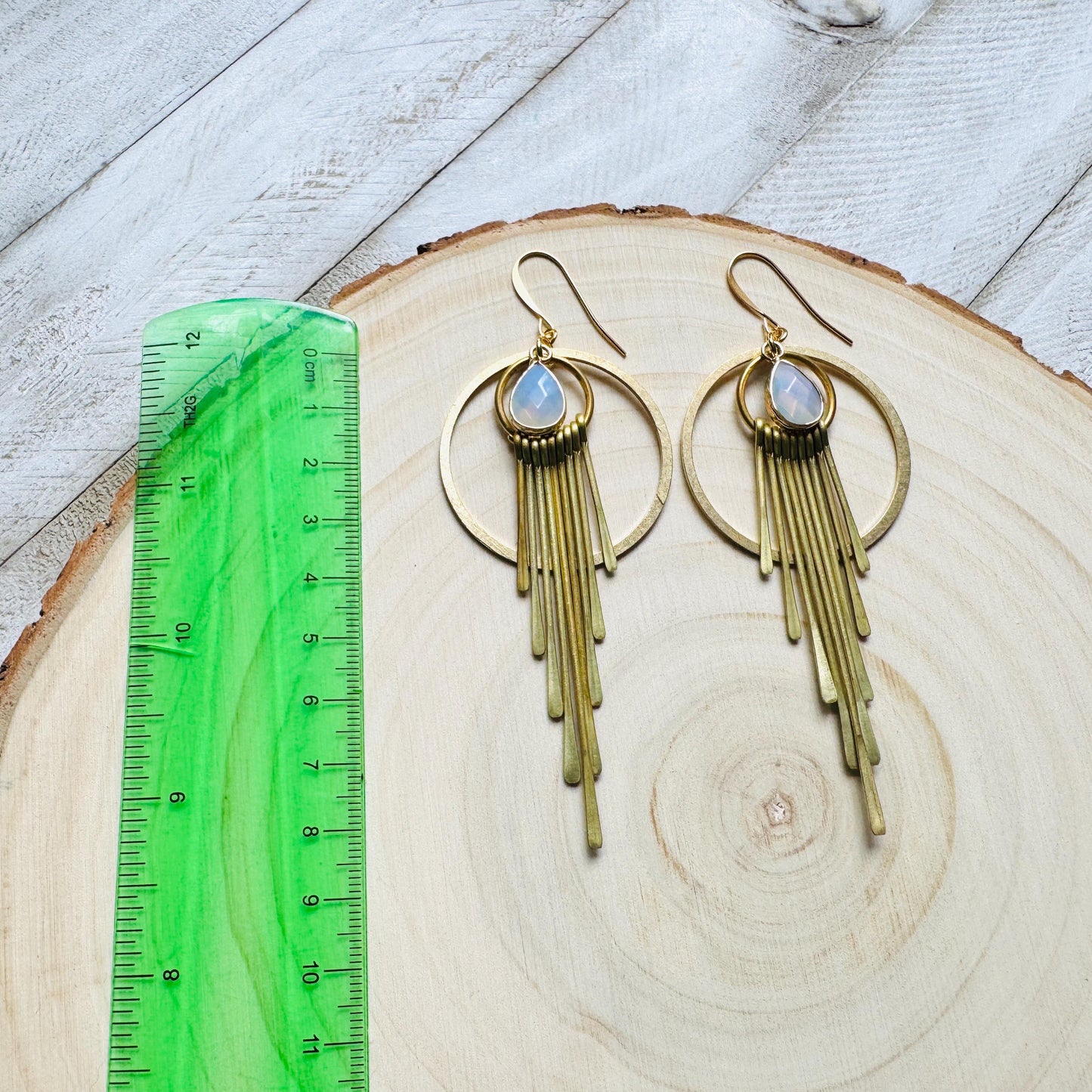 Opalite Earrings, Western Earrings, Celestial Earrings, Boho Fringe Earrings, Birthday Gift for Daughter, Friend Gifts for Women, Statement