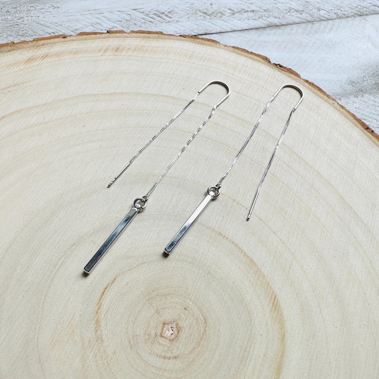 Silver Bar Earrings, Threader Earrings, Silver Earrings, Trendy Jewelry, Bridal Jewelry, Birthday Gift for Daughter, Friend Gifts for Women