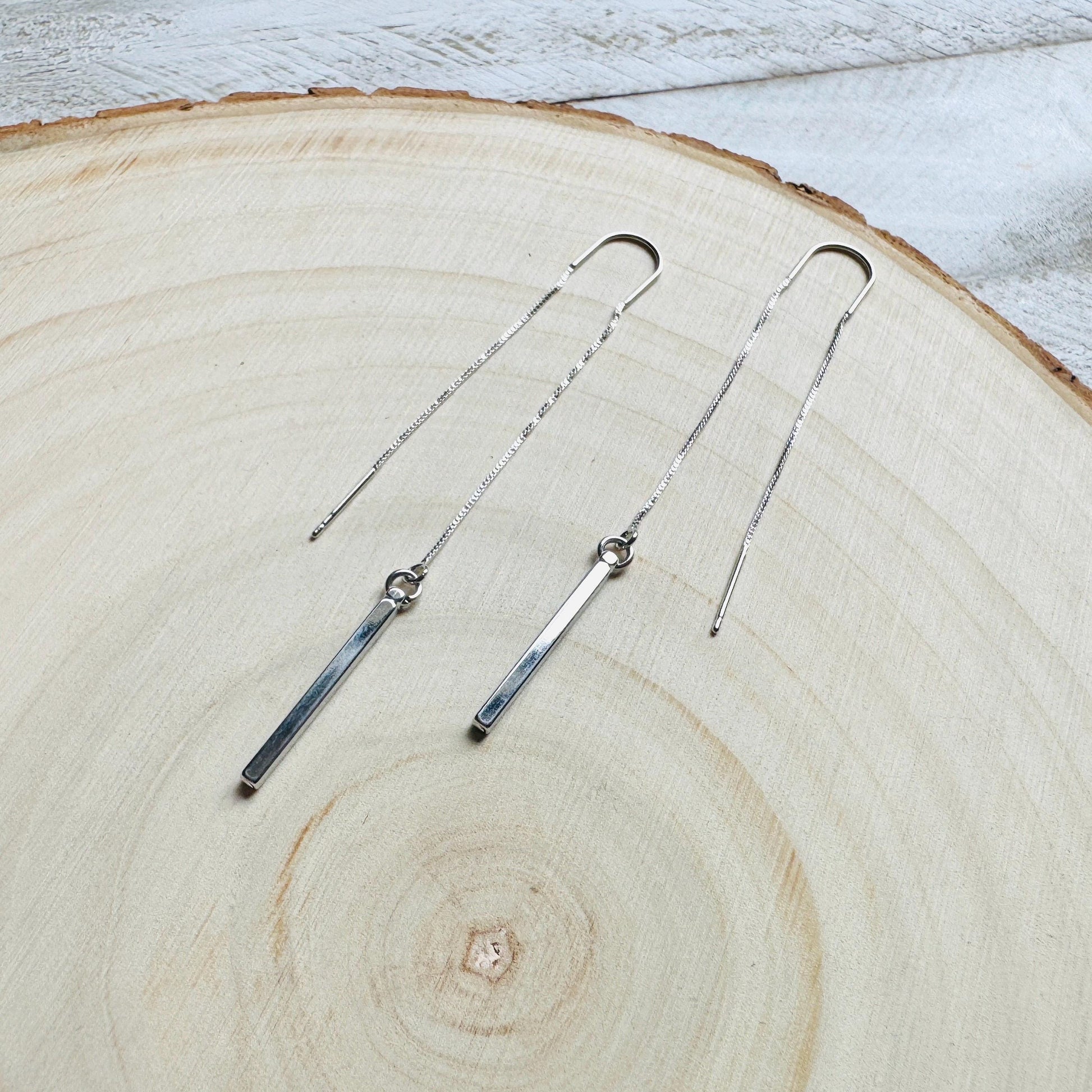 Silver Bar Earrings, Threader Earrings, Silver Earrings, Trendy Jewelry, Bridal Jewelry, Birthday Gift for Daughter, Friend Gifts for Women