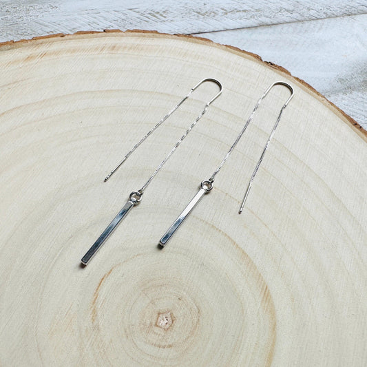 Silver Bar Earrings, Threader Earrings, Silver Earrings, Trendy Jewelry, Bridal Jewelry, Birthday Gift for Daughter, Friend Gifts for Women