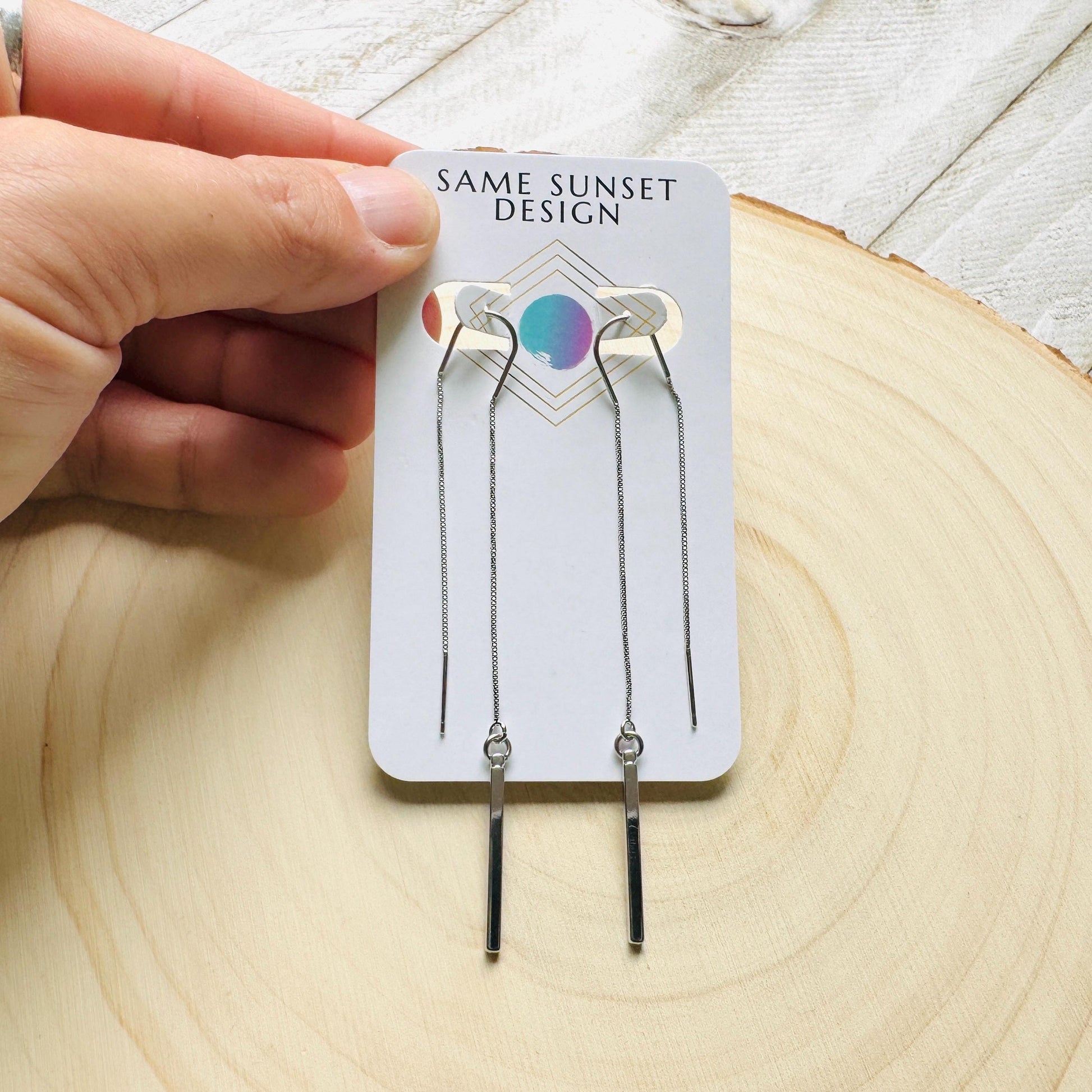 Silver Bar Earrings, Threader Earrings, Silver Earrings, Trendy Jewelry, Bridal Jewelry, Birthday Gift for Daughter, Friend Gifts for Women