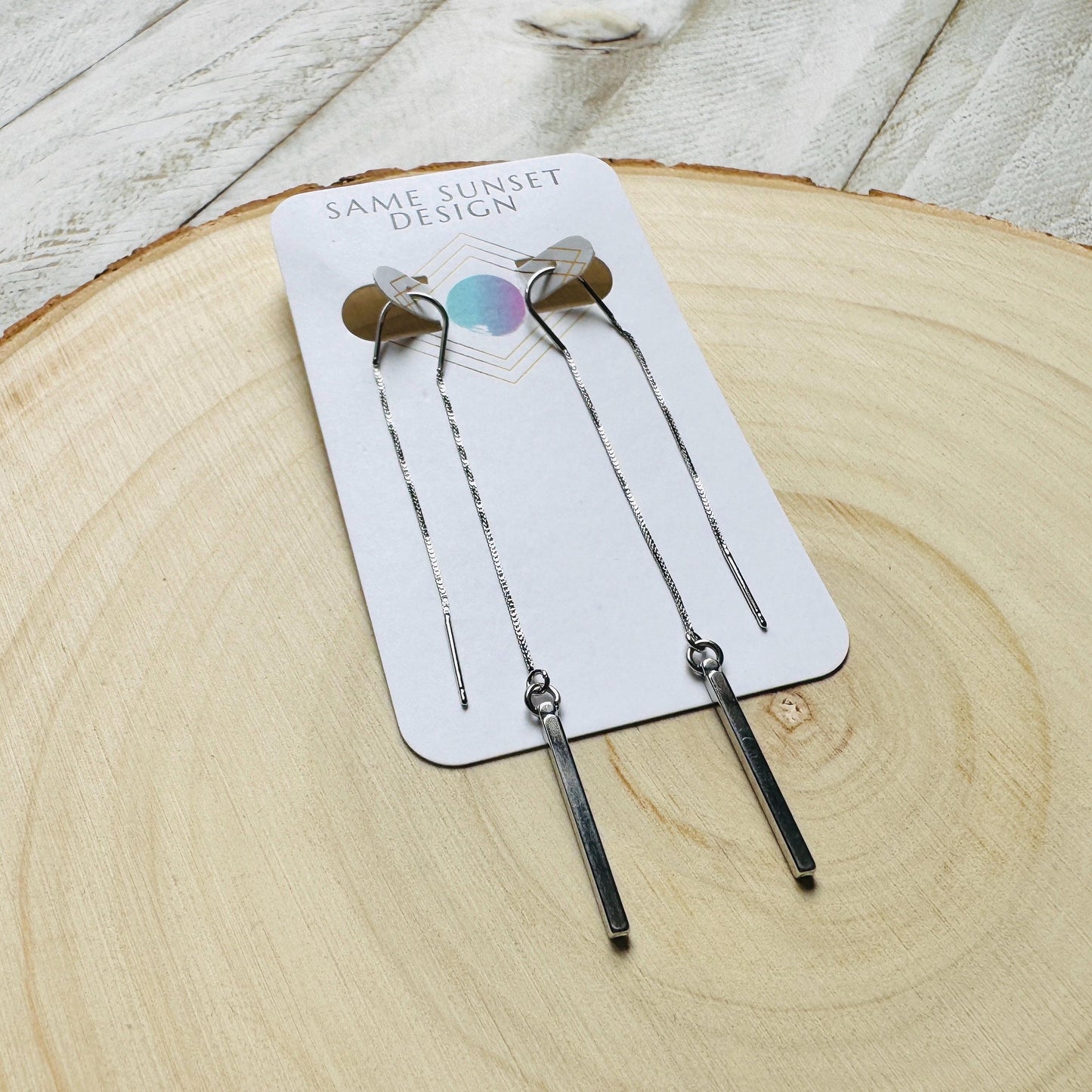Silver Bar Earrings, Threader Earrings, Silver Earrings, Trendy Jewelry, Bridal Jewelry, Birthday Gift for Daughter, Friend Gifts for Women