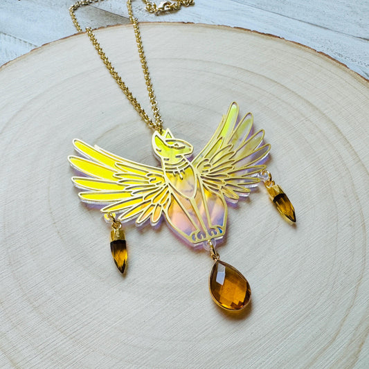 Cat Necklace, Citrine Necklace, Boho Necklace, Geometric Jewelry, Modern Chic Jewelry, Cat Lover Gift, Friend Gifts for Women, Whimsical