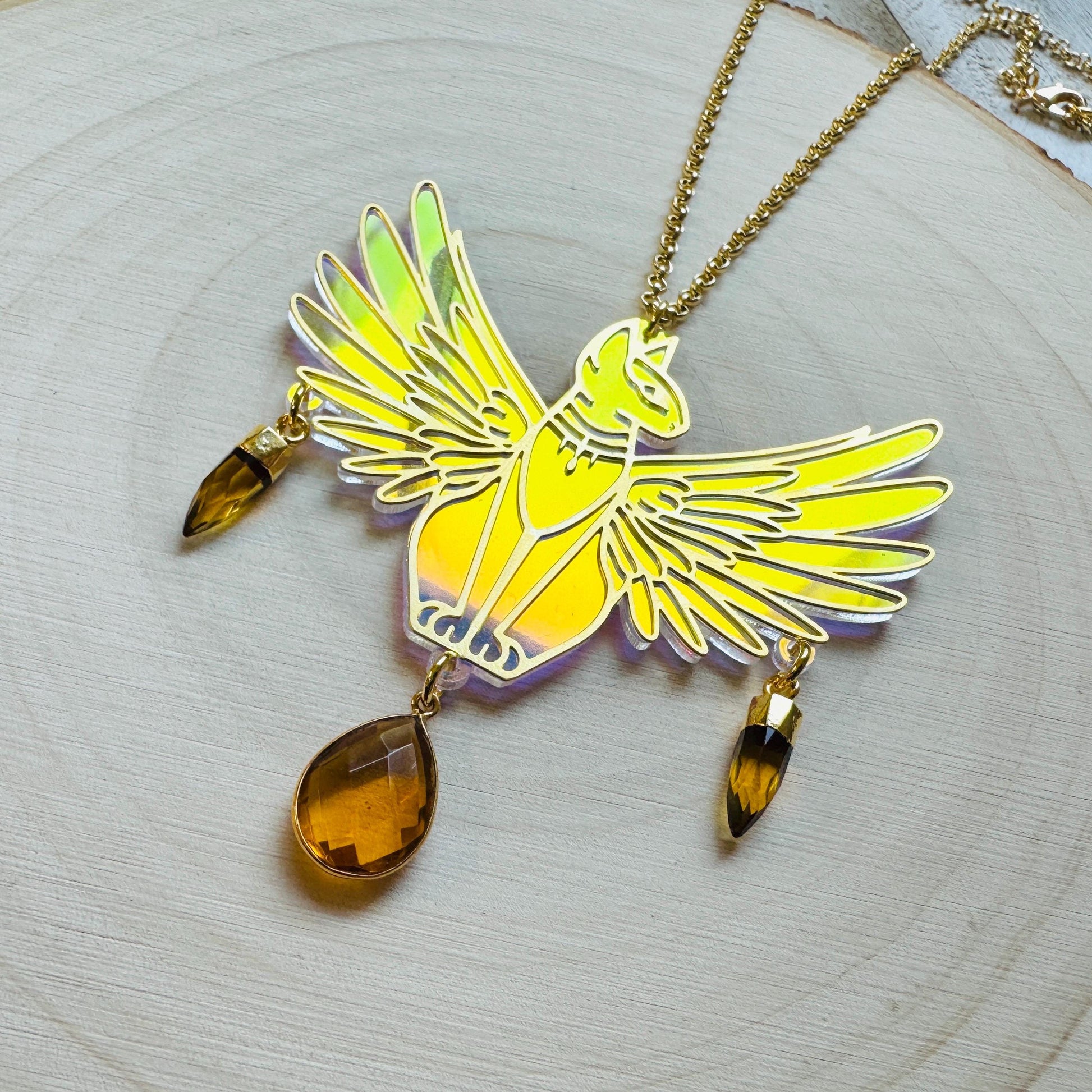 Cat Necklace, Citrine Necklace, Boho Necklace, Geometric Jewelry, Modern Chic Jewelry, Cat Lover Gift, Friend Gifts for Women, Whimsical