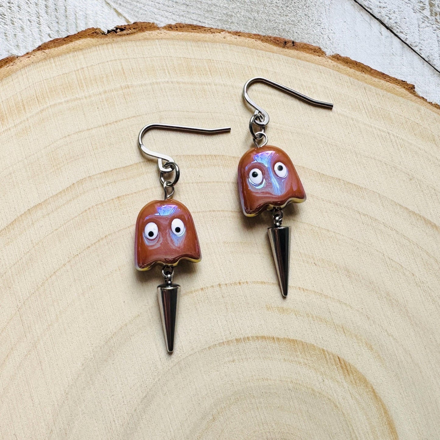 Ghost Earrings, Spike Earrings, Goth Earrings, Punk Jewelry Men, Witchy Gifts for Women Aesthetic, Halloween Gift for Women, Silver