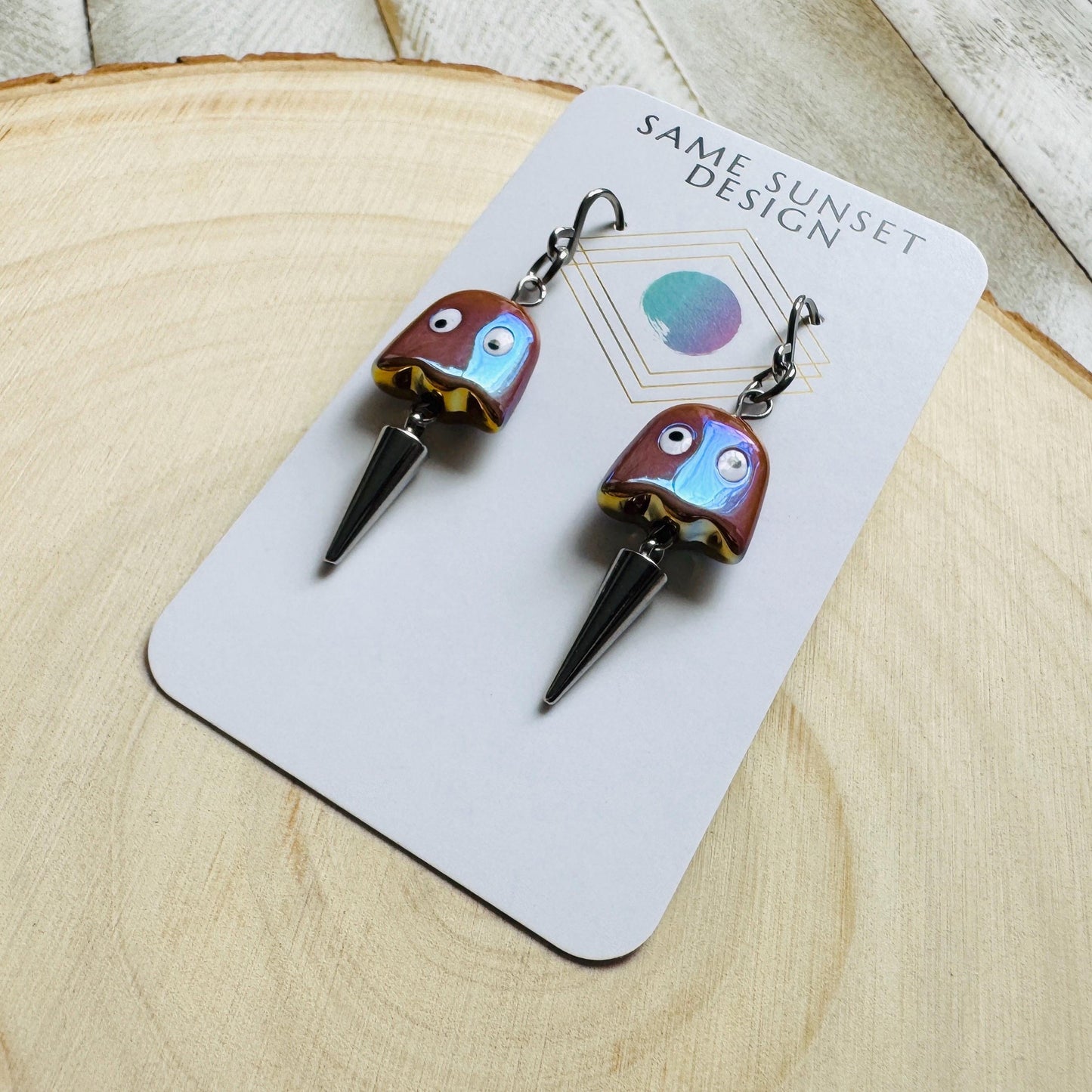 Ghost Earrings, Spike Earrings, Goth Earrings, Punk Jewelry Men, Witchy Gifts for Women Aesthetic, Halloween Gift for Women, Silver