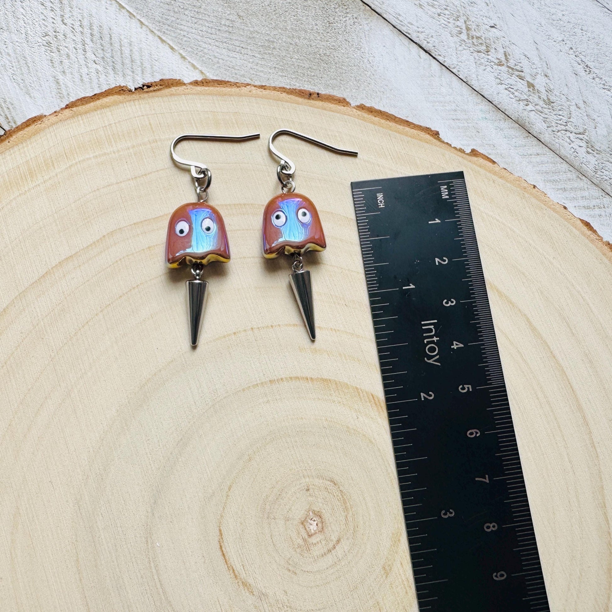 Ghost Earrings, Spike Earrings, Goth Earrings, Punk Jewelry Men, Witchy Gifts for Women Aesthetic, Halloween Gift for Women, Silver