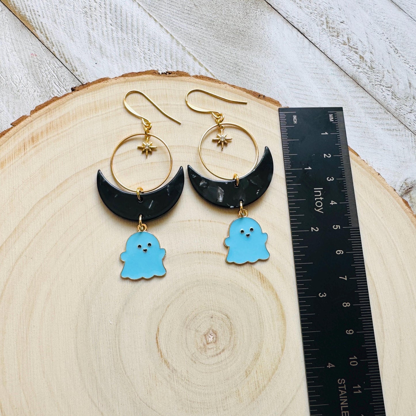 Ghost Earrings, Goth Earrings, Pastel Halloween, Crescent Moon Earrings, Punk Jewelry Men, Witchy Gifts for Women Aesthetic, Whimsical Gifts