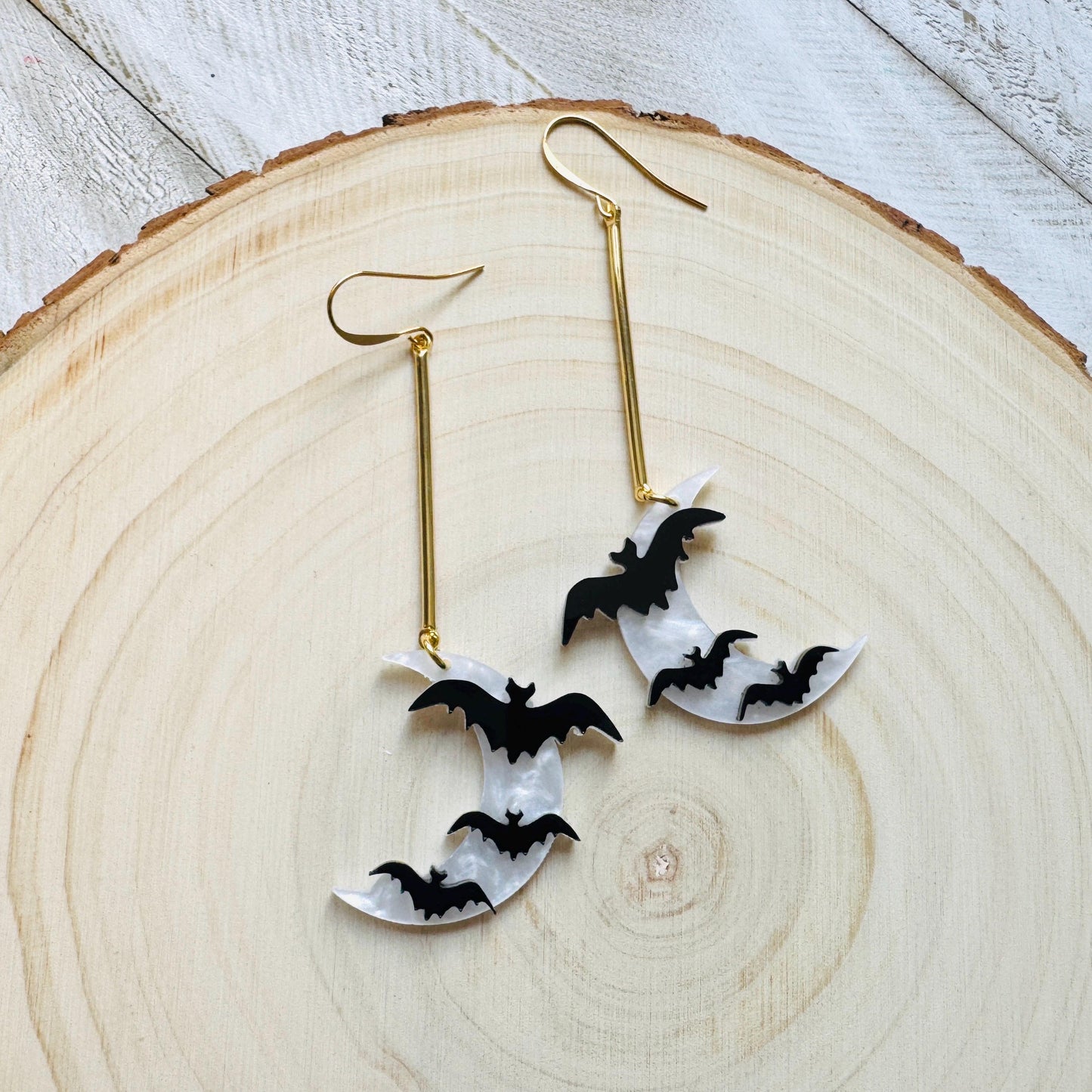 Bat Earrings, Geometric Earrings, Witchy Earrings, Moon Earrings Dangle, Whimsical Halloween, Friends Gifts for Women, Kawaii Gifts, Cute