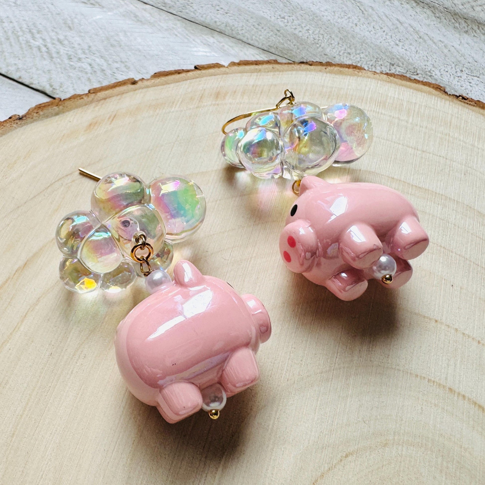 Pig Earrings, Cloud Earrings, Pastel Goth, Vacation Jewelry, Whimsical Gifts, Whimsigoth Earrings, Pig Gifts for Her, Teacher Gift, Cute