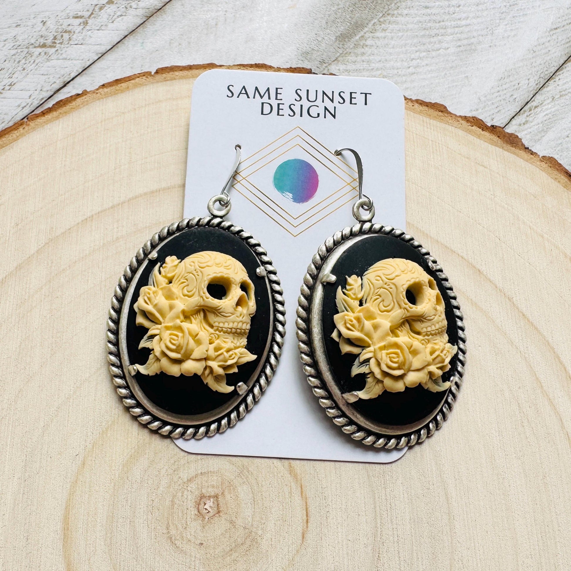 Skull Earrings, Cameo Earrings Silver, Witchy Earrings, Whimsigoth Earrings, Gothic Earrings Men, Halloween Gift For Women, Birthday Present