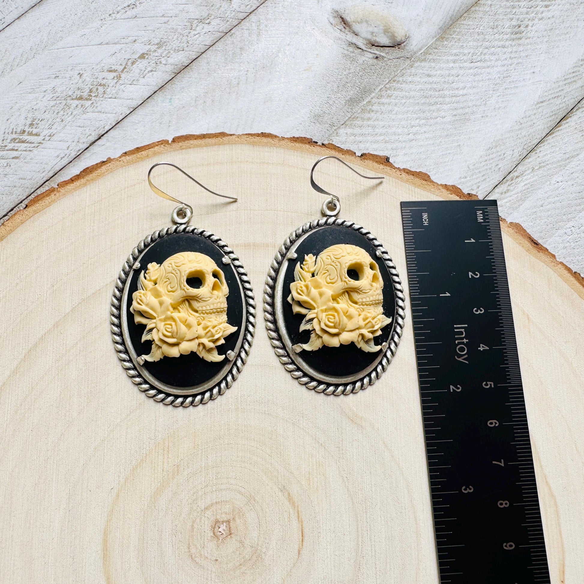 Skull Earrings, Cameo Earrings Silver, Witchy Earrings, Whimsigoth Earrings, Gothic Earrings Men, Halloween Gift For Women, Birthday Present