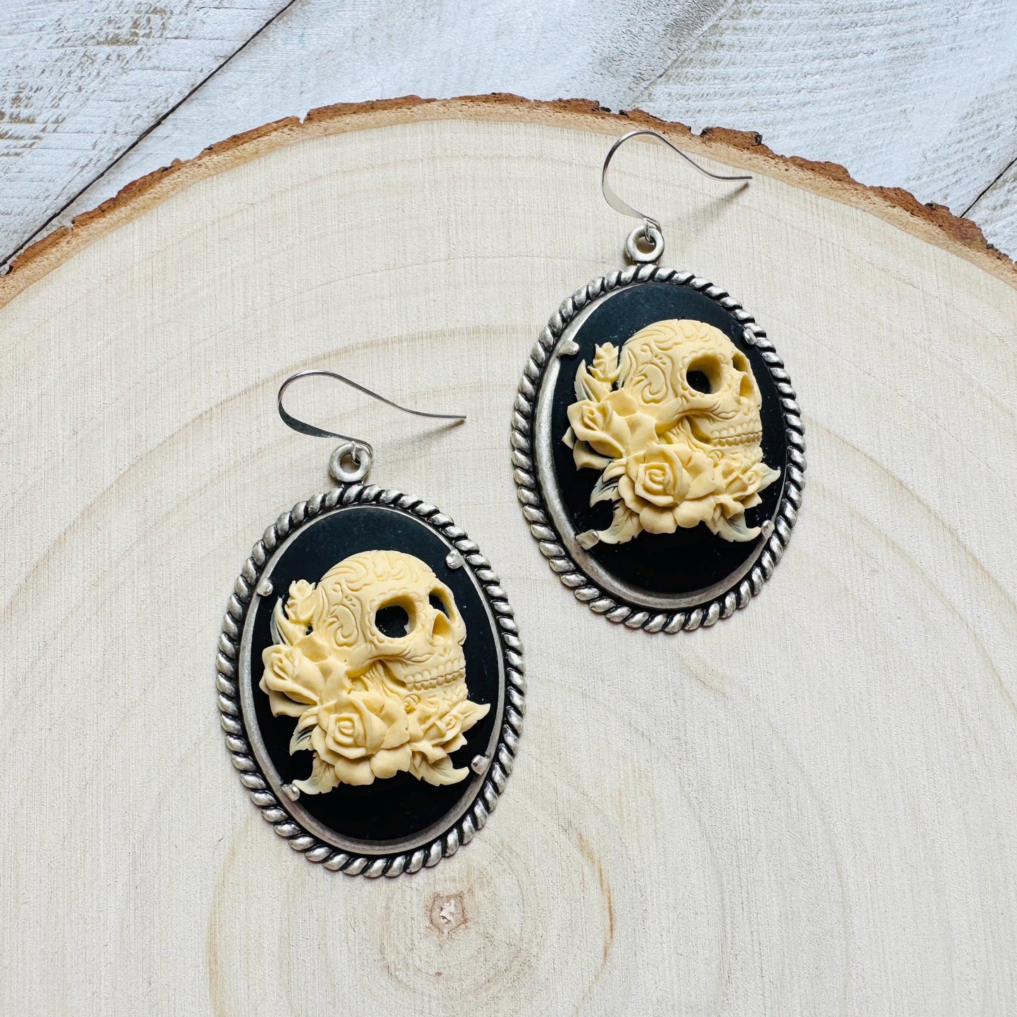 Skull Earrings, Cameo Earrings Silver, Witchy Earrings, Whimsigoth Earrings, Gothic Earrings Men, Halloween Gift For Women, Birthday Present