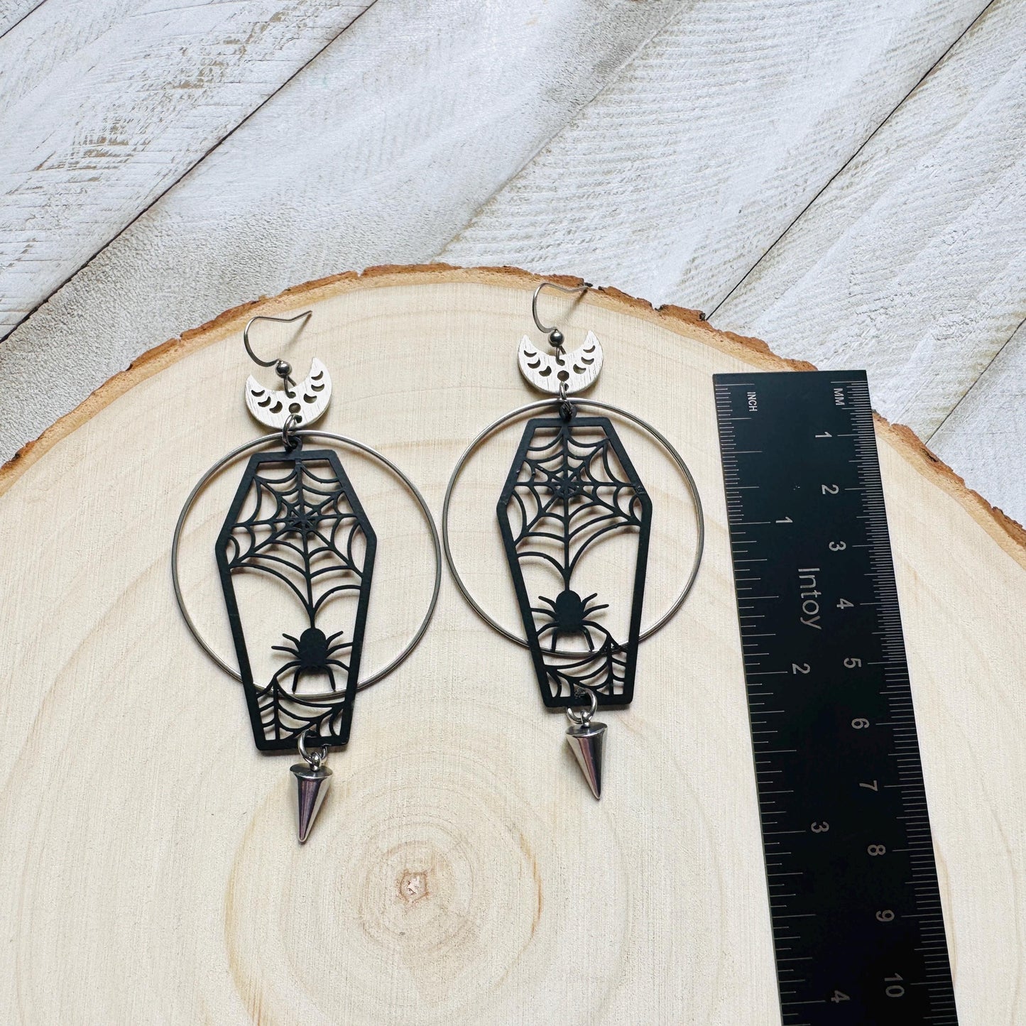 Spider Earrings, Coffin Earrings, Spike Earrings, Trendy Jewelry, Gothic Earrings Men, Birthday Present For Her, Science Teacher Gift