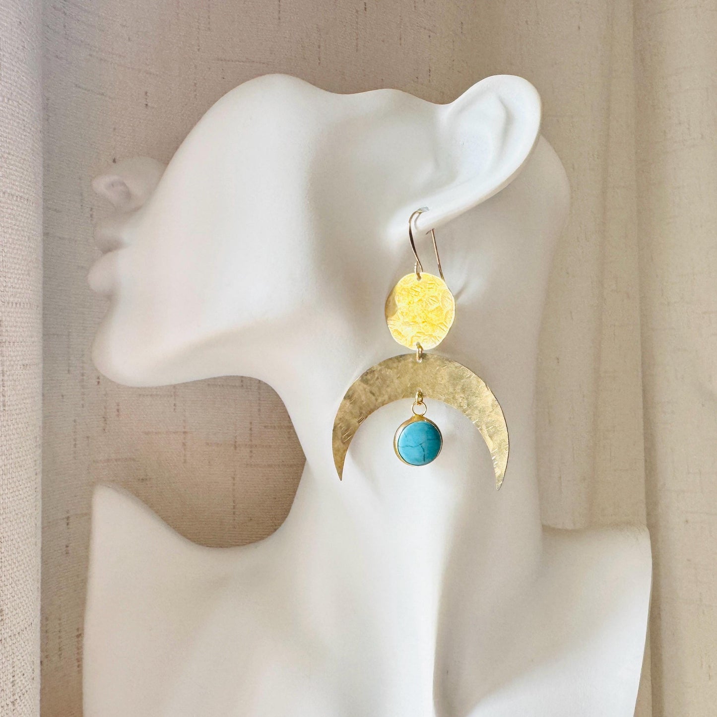 Turquoise Earrings, Western Earrings, Boho Earrings, Blue Earrings, Moon Earrings Dangle, Birthday Present For Her, Friend Gifts for Women