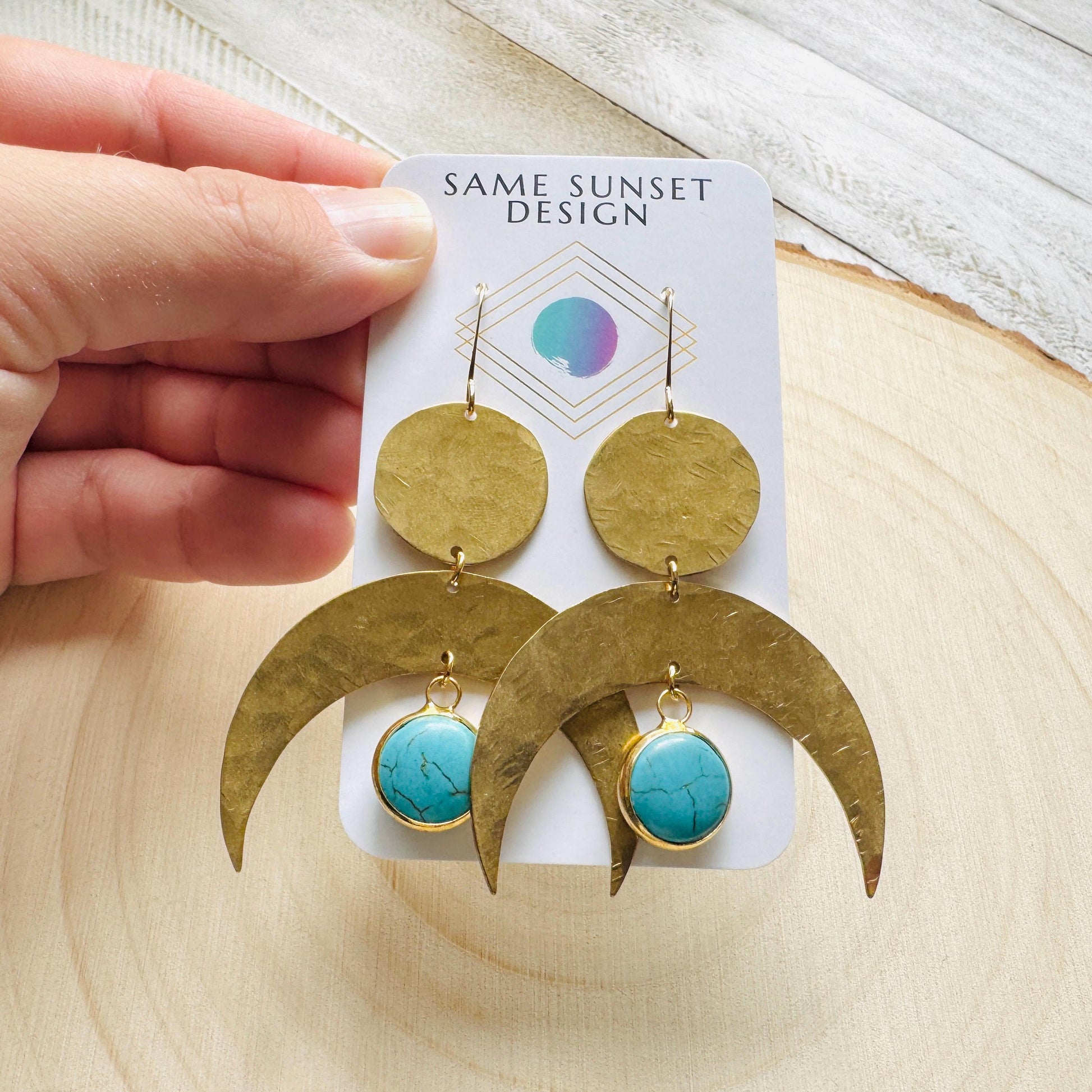 Turquoise Earrings, Western Earrings, Boho Earrings, Blue Earrings, Moon Earrings Dangle, Birthday Present For Her, Friend Gifts for Women