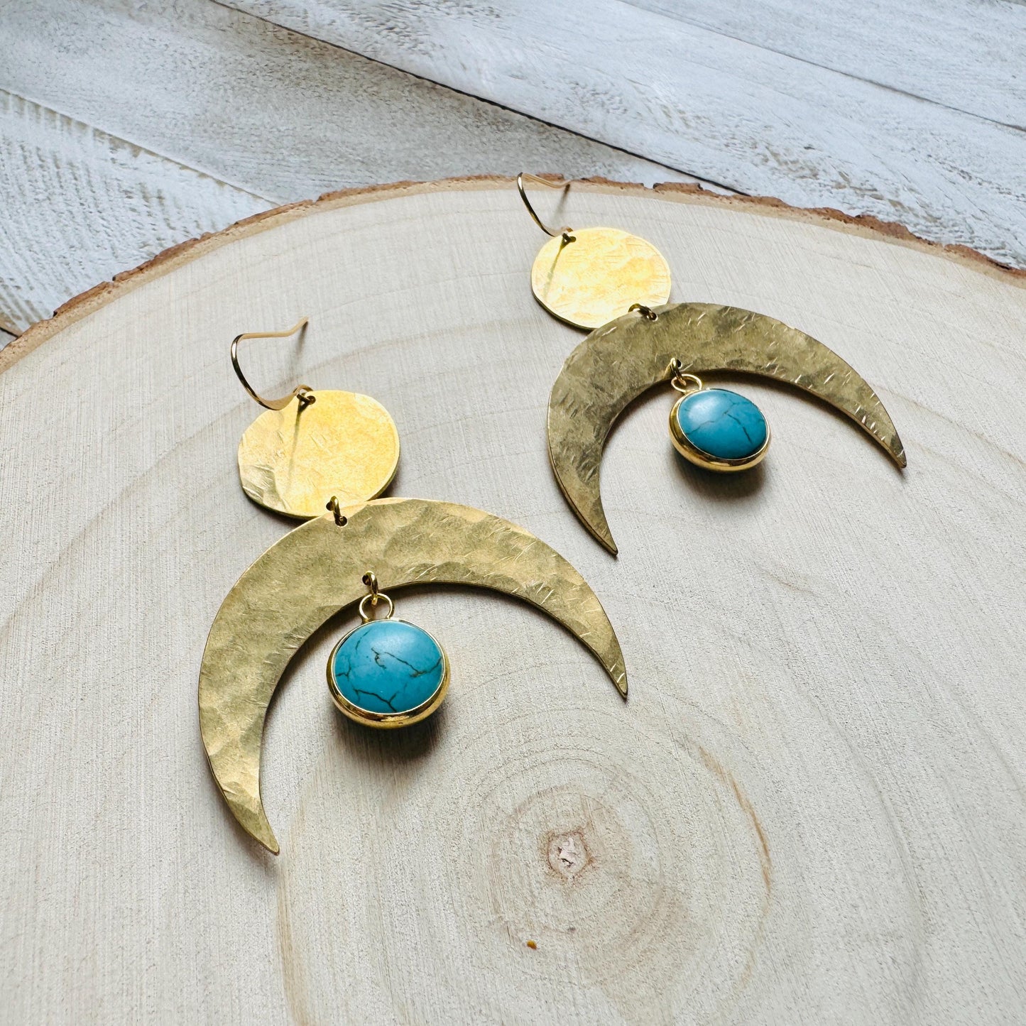 Turquoise Earrings, Western Earrings, Boho Earrings, Blue Earrings, Moon Earrings Dangle, Birthday Present For Her, Friend Gifts for Women