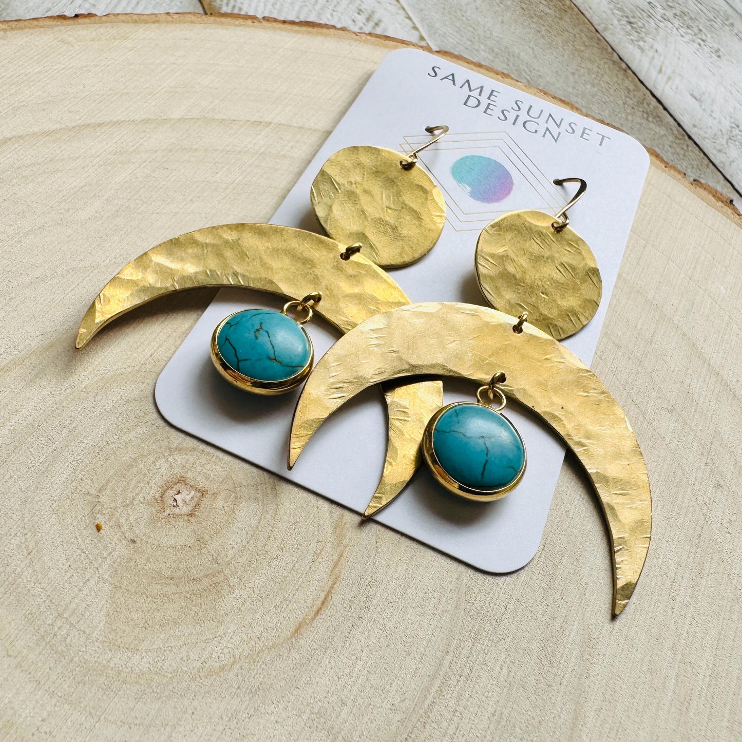 Turquoise Earrings, Western Earrings, Boho Earrings, Blue Earrings, Moon Earrings Dangle, Birthday Present For Her, Friend Gifts for Women