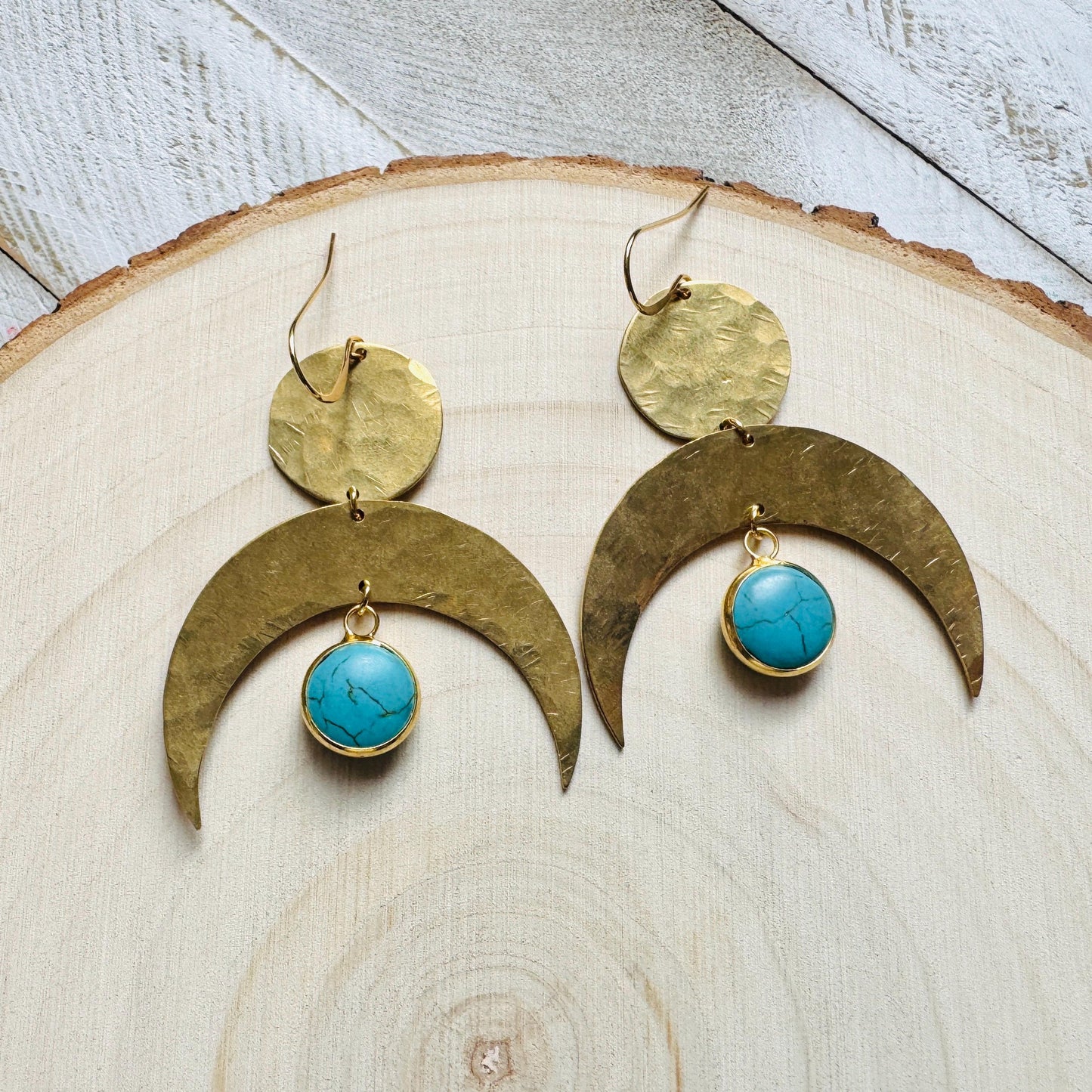 Turquoise Earrings, Western Earrings, Boho Earrings, Blue Earrings, Moon Earrings Dangle, Birthday Present For Her, Friend Gifts for Women