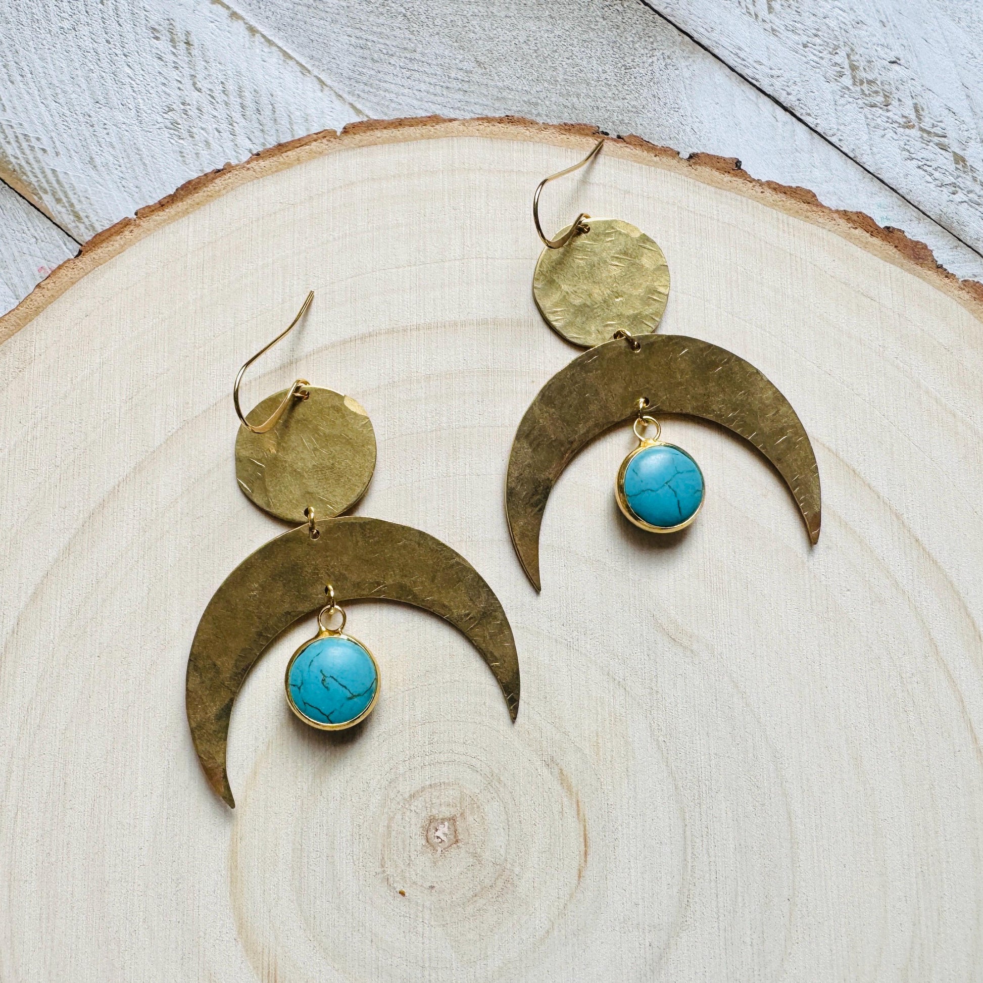 Turquoise Earrings, Western Earrings, Boho Earrings, Blue Earrings, Moon Earrings Dangle, Birthday Present For Her, Friend Gifts for Women