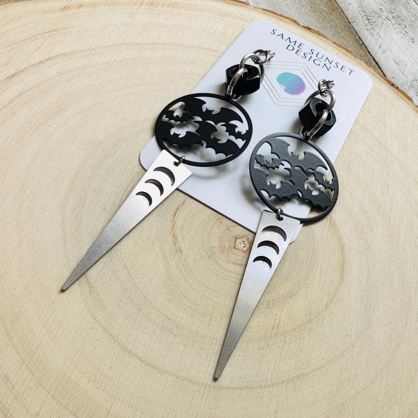 Bat Earrings, Witchy Earrings, Goth Earrings, Industrial Earrings, Punk Wedding, Spooky Season Earrings, Halloween Gift for Women