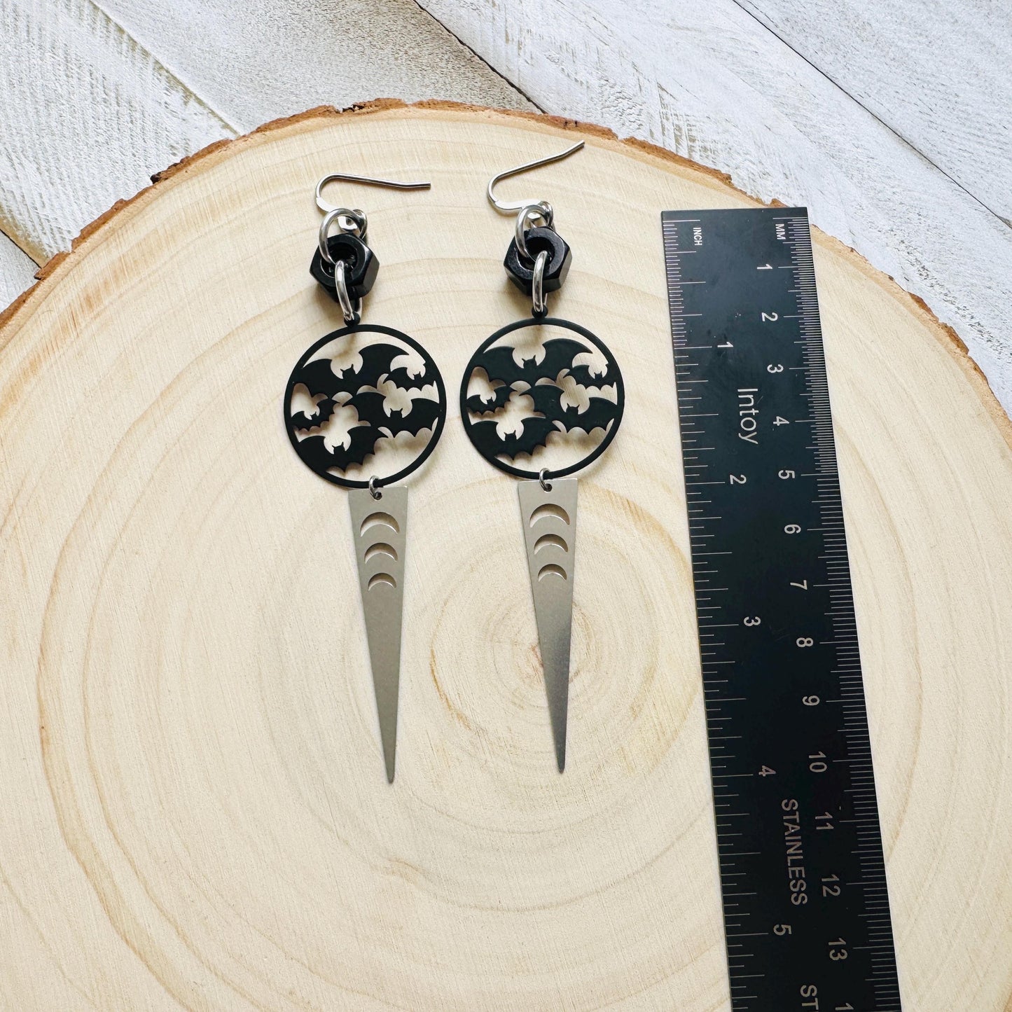 Bat Earrings, Witchy Earrings, Goth Earrings, Industrial Earrings, Punk Wedding, Spooky Season Earrings, Halloween Gift for Women