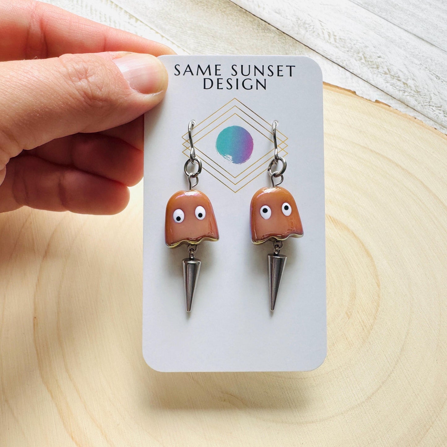 Ghost Earrings, Spike Earrings, Goth Earrings, Punk Jewelry Men, Witchy Gifts for Women Aesthetic, Halloween Gift for Women, Silver