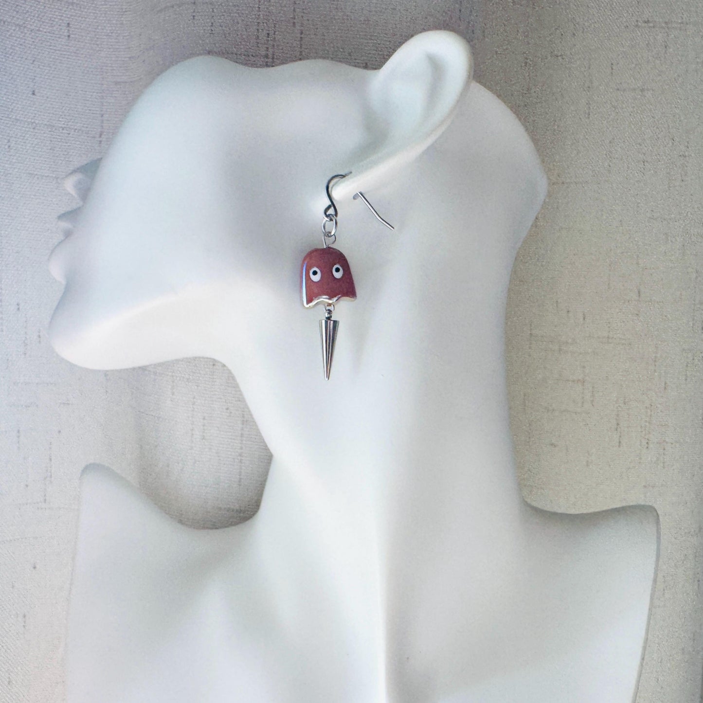 Ghost Earrings, Spike Earrings, Goth Earrings, Punk Jewelry Men, Witchy Gifts for Women Aesthetic, Halloween Gift for Women, Silver