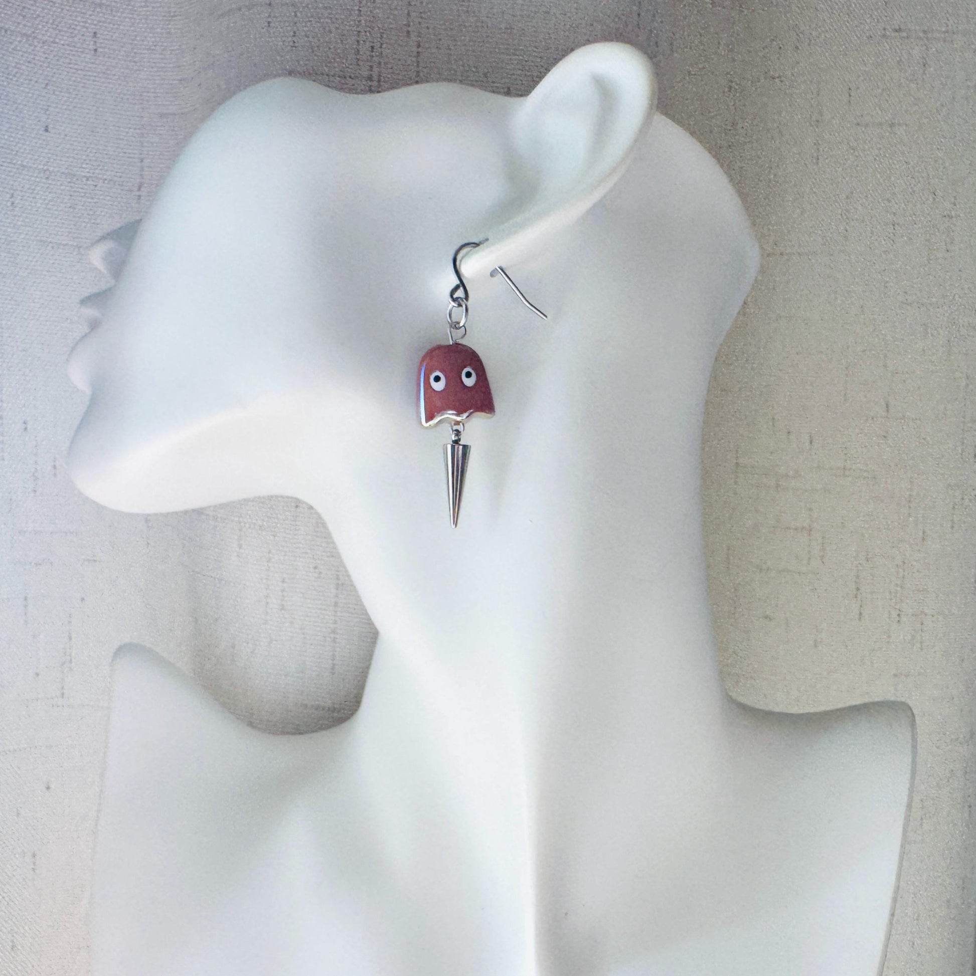 Ghost Earrings, Spike Earrings, Goth Earrings, Punk Jewelry Men, Witchy Gifts for Women Aesthetic, Halloween Gift for Women, Silver