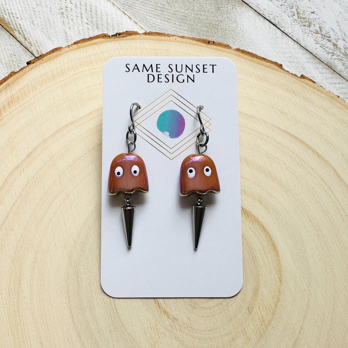 Ghost Earrings, Spike Earrings, Goth Earrings, Punk Jewelry Men, Witchy Gifts for Women Aesthetic, Halloween Gift for Women, Silver