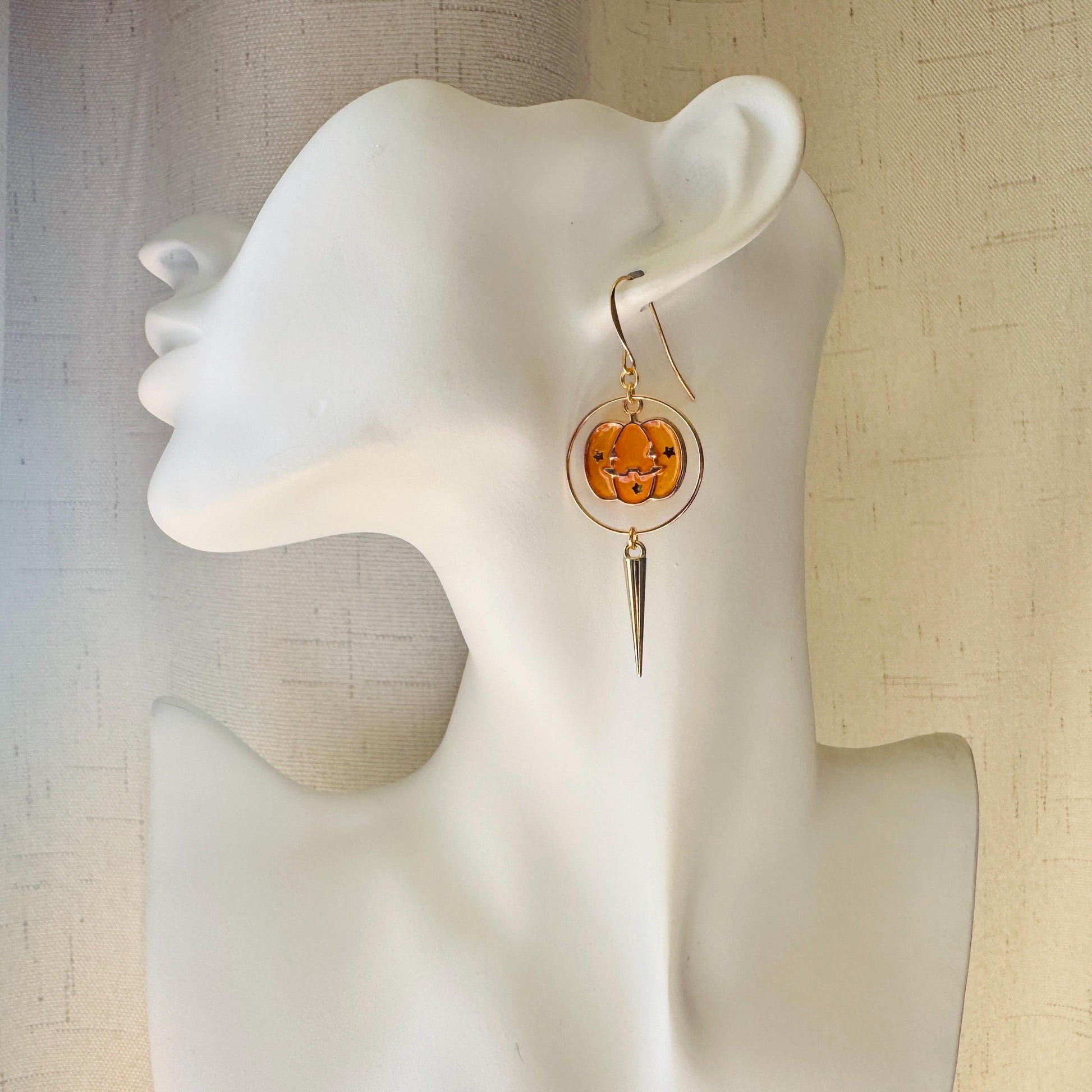 Jack O Lantern Earrings, Pumpkin Earrings, Autumn Earrings Dangle, Fun Earrings, Tween Jewelry, Halloween Gift for Women, Teacher Gift