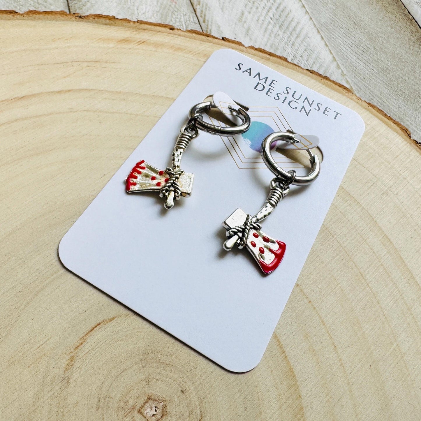 Axe Earrings, Huggie Hoop Earrings, Halloween Earrings Dangle, Goth Earrings, Punk Jewelry Men, Hoop Earrings, Punk Wedding, Metalhead