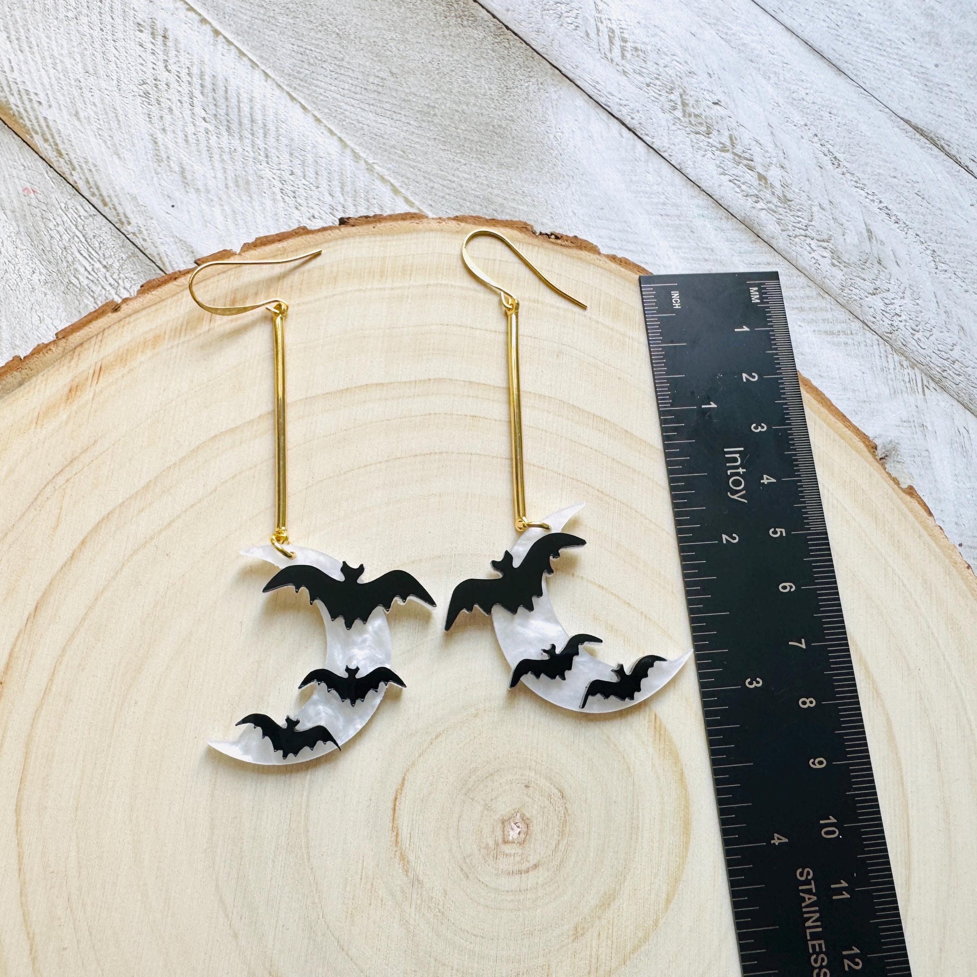 Bat Earrings, Geometric Earrings, Witchy Earrings, Moon Earrings Dangle, Whimsical Halloween, Friends Gifts for Women, Kawaii Gifts, Cute