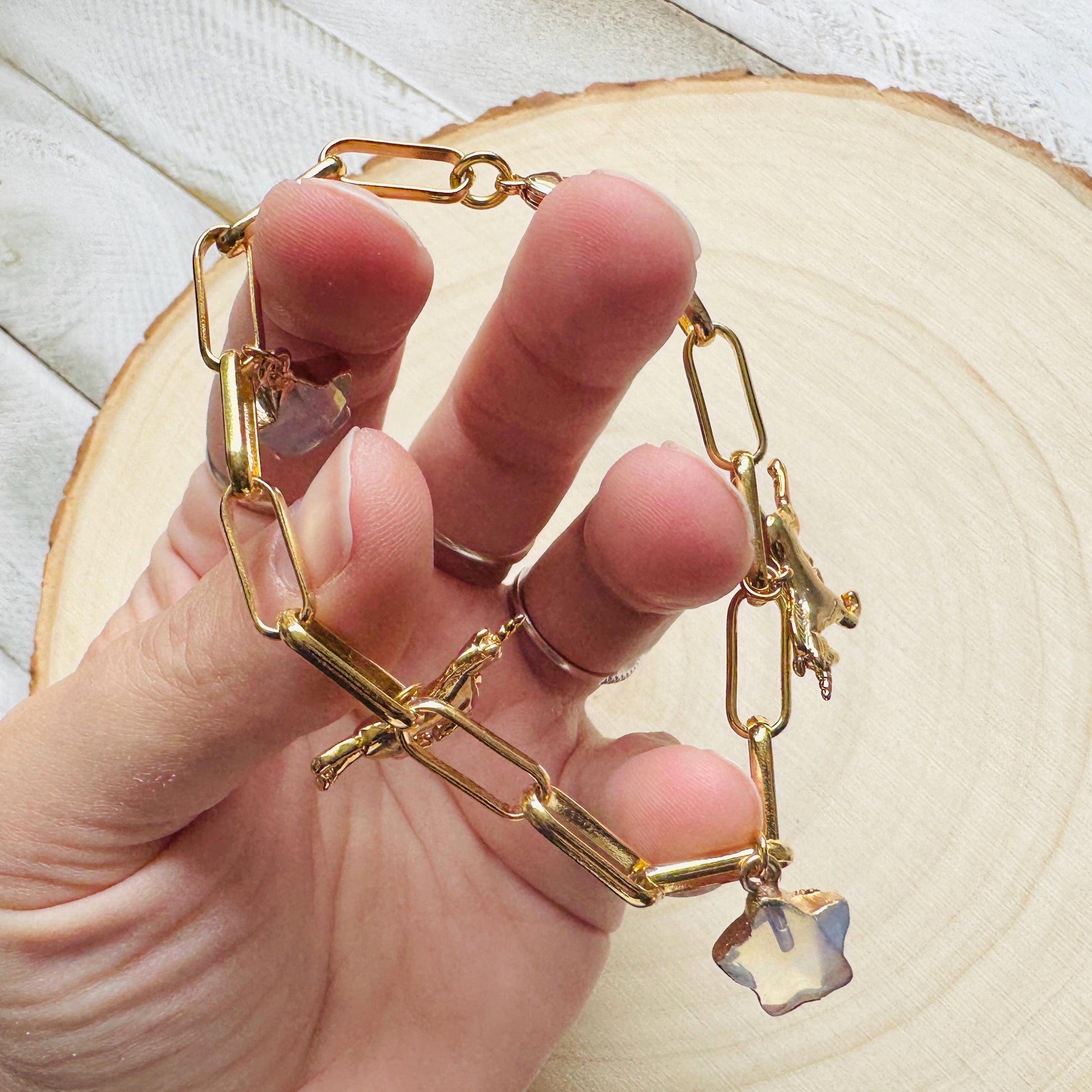 Chain Bracelet, Unicorn Bracelet, Star Bracelet, Chunky Gold Bracelet, Charm Bracelet, Trendy Jewelry, Friend Gifts For Birthday, Boho Chic